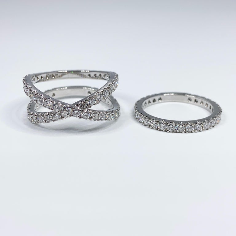 Transformable Ring Transformable, Entwined 18K White Gold Band Rings with 3 carats of ...