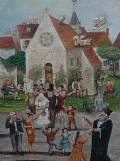 Il matrimonio - Pittura Blu Verde Grigio Marrone Arancione Giallo Bianco Nero