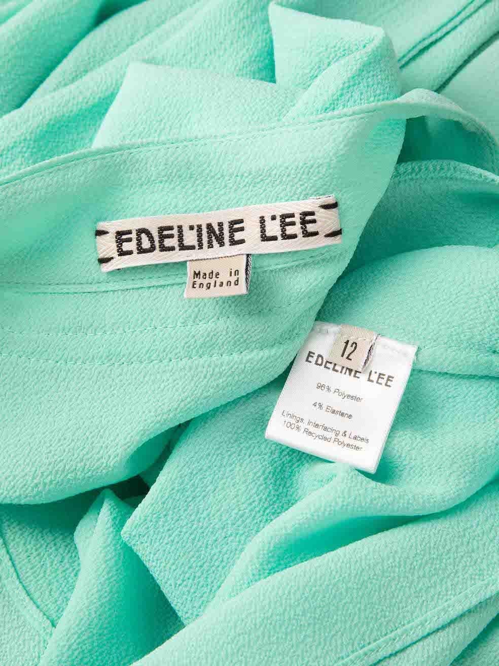 Edeline Lee Turquoise Neck Scarf Blouse Size L For Sale 1