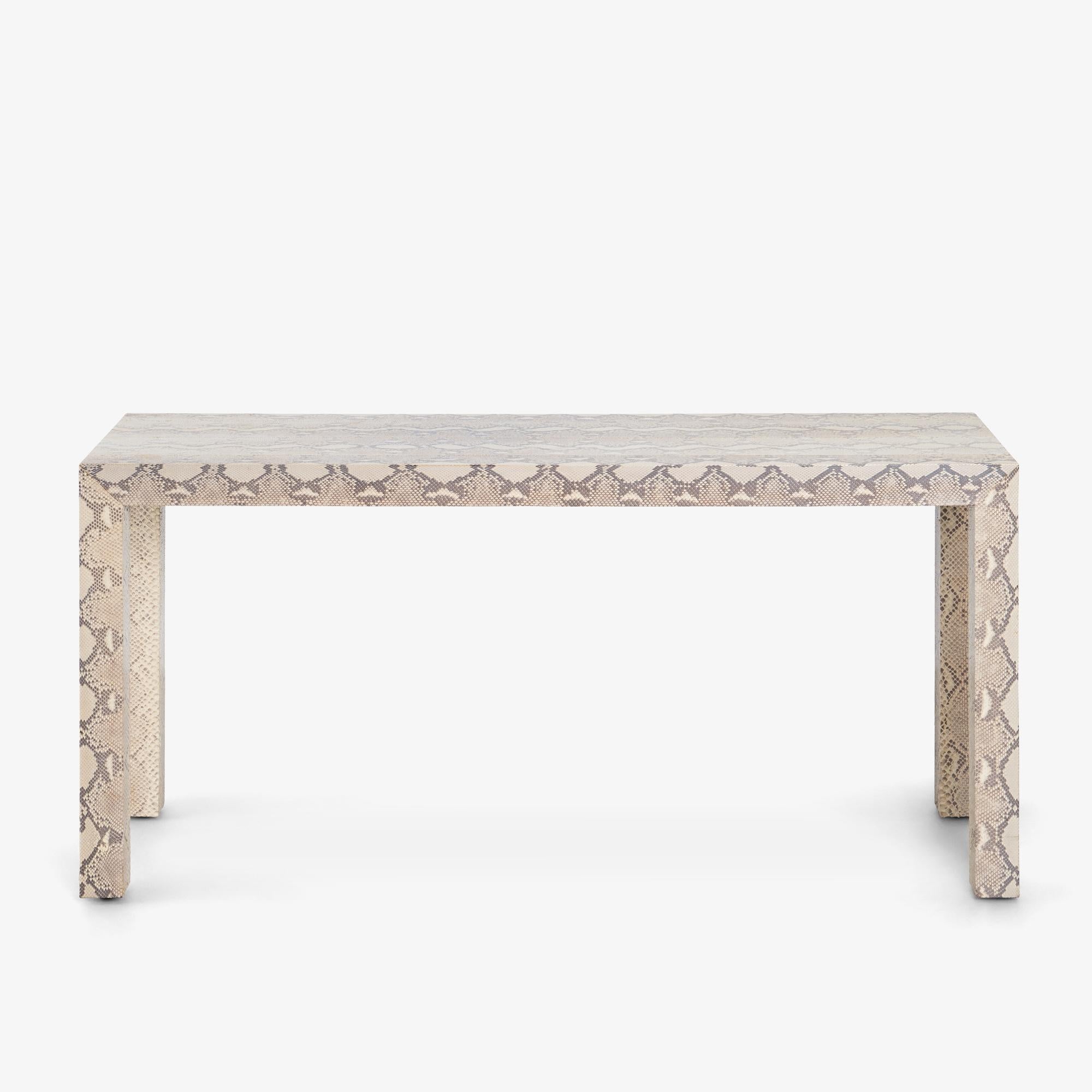 The Parsons style console has remained popular for nearly a decade. The effortless design was originally attributed to the Parsons School of Design in New York City. It was however conceived by the renown designer Jean-Michael Frank during his