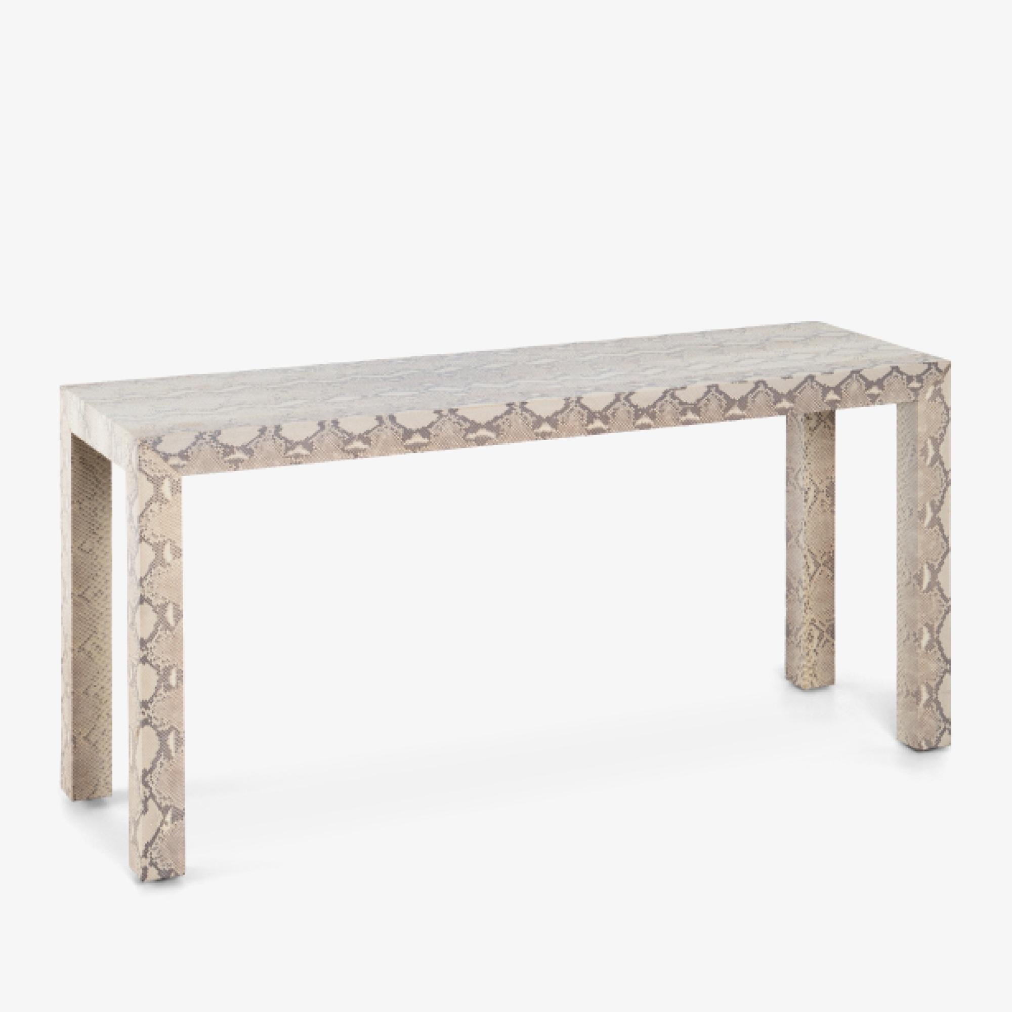 Modern Edelman Leather Genuine Python Parsons Console in the style of Karl Springer For Sale