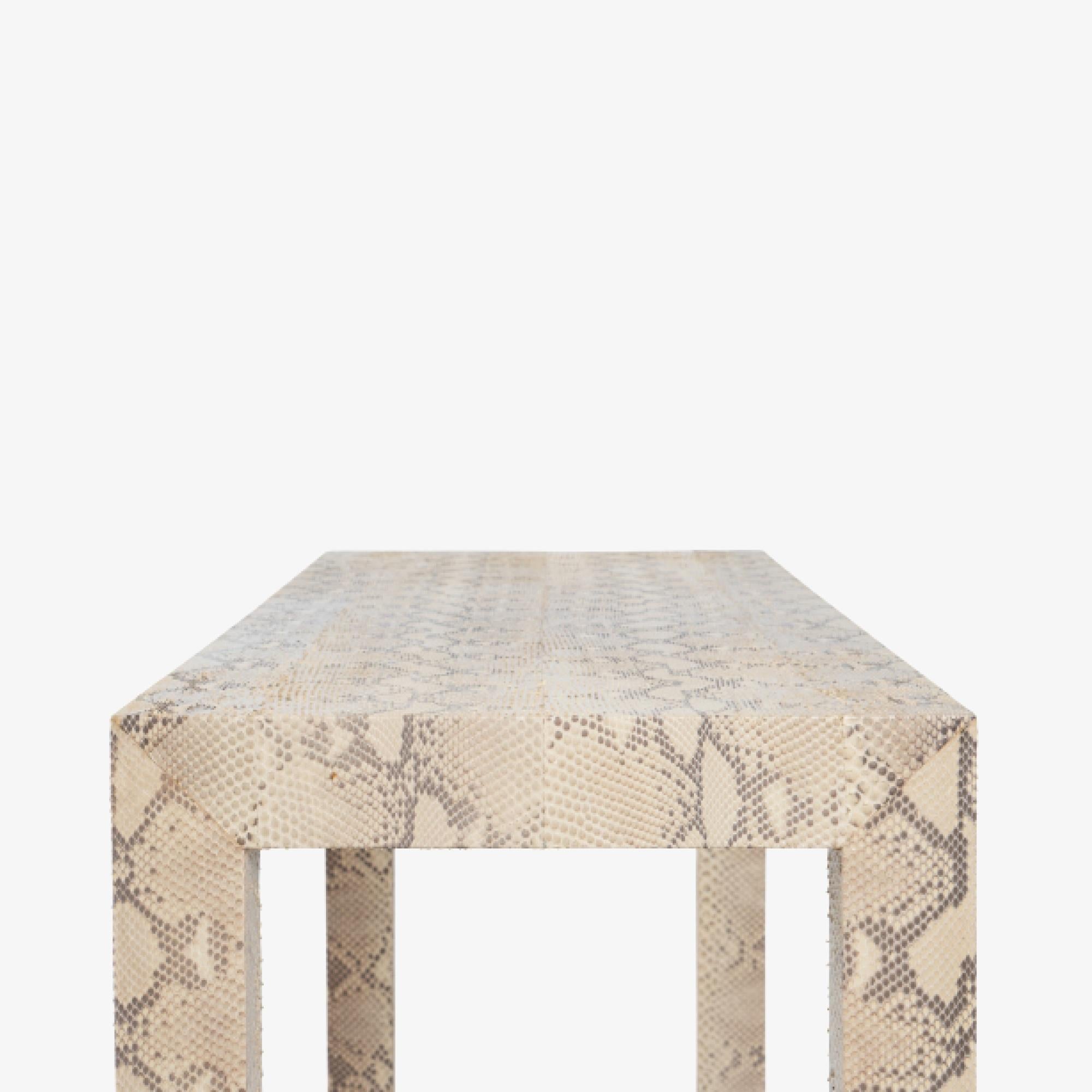 Edelman Leather Genuine Python Parsons Console in the style of Karl Springer In Good Condition For Sale In Stamford, CT