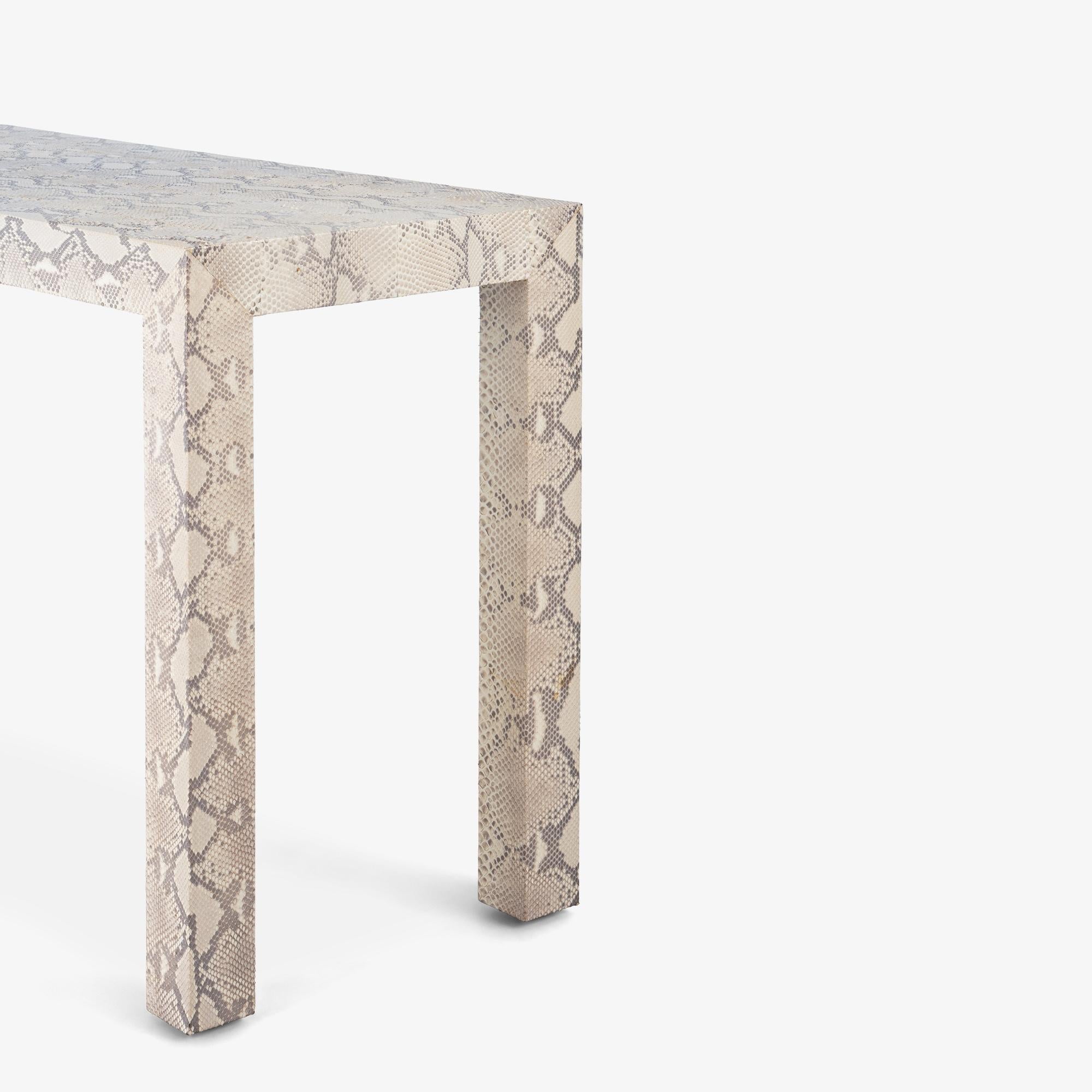 Contemporary Edelman Leather Genuine Python Parsons Console in the style of Karl Springer For Sale
