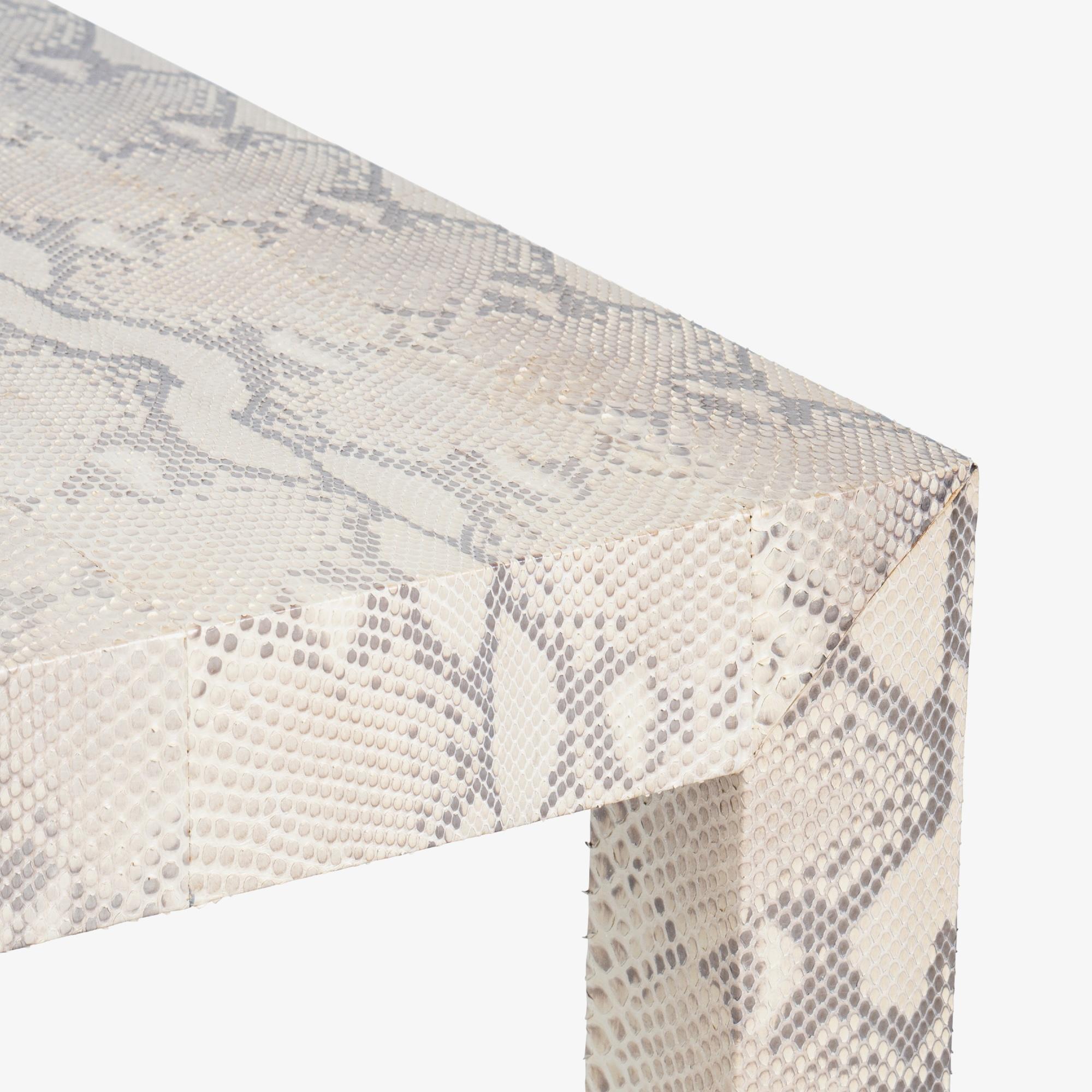 Edelman Leather Genuine Python Parsons Console in the style of Karl Springer For Sale 1