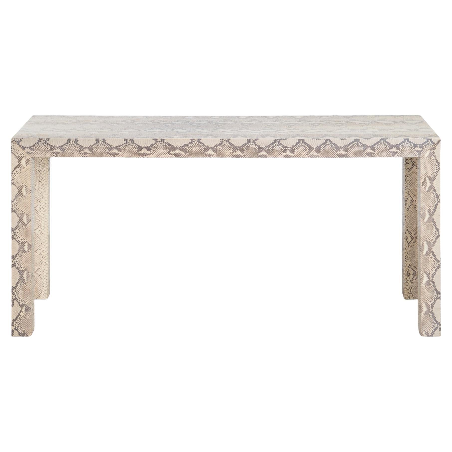 Edelman Leather Genuine Python Parsons Console in the style of Karl Springer For Sale