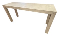Edelman Leather Oatmeal Shagreen Console Table