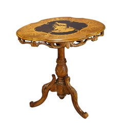 Edelweis Marquetry Side Table Swiss Brienz 1900