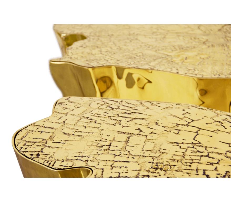 Gold Plate Modern Eden In Polished Cast Brass Center Table by Boca do Lobo For Sale