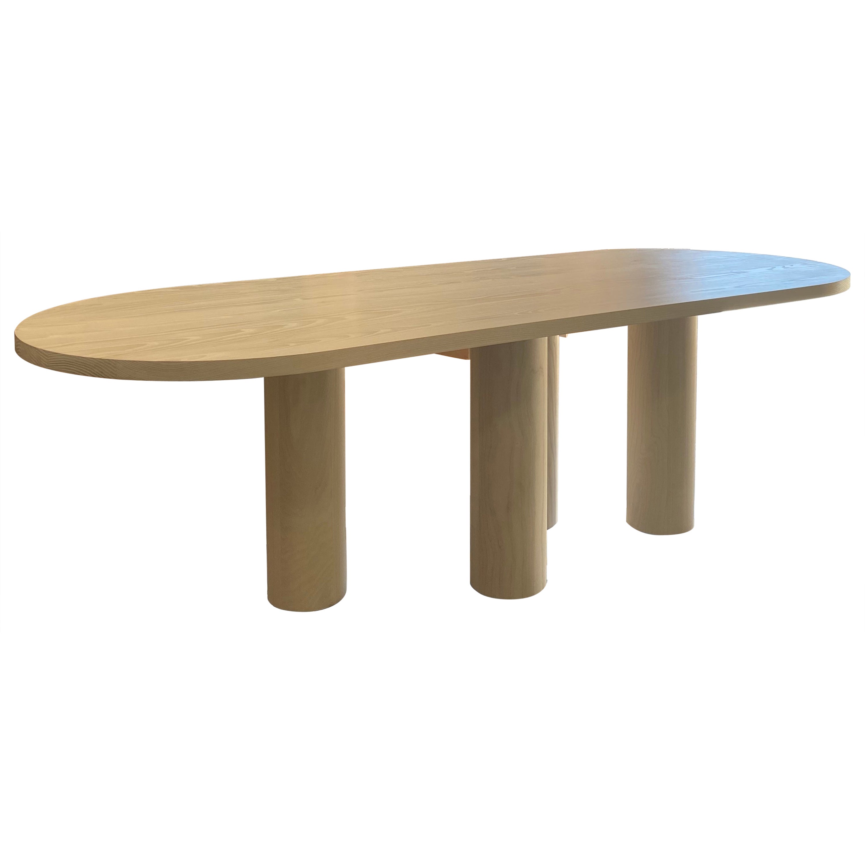 Table de salle à manger Eden en frêne blanchi avec pieds tournés 96"L par Mary Ratcliffe Studio en vente