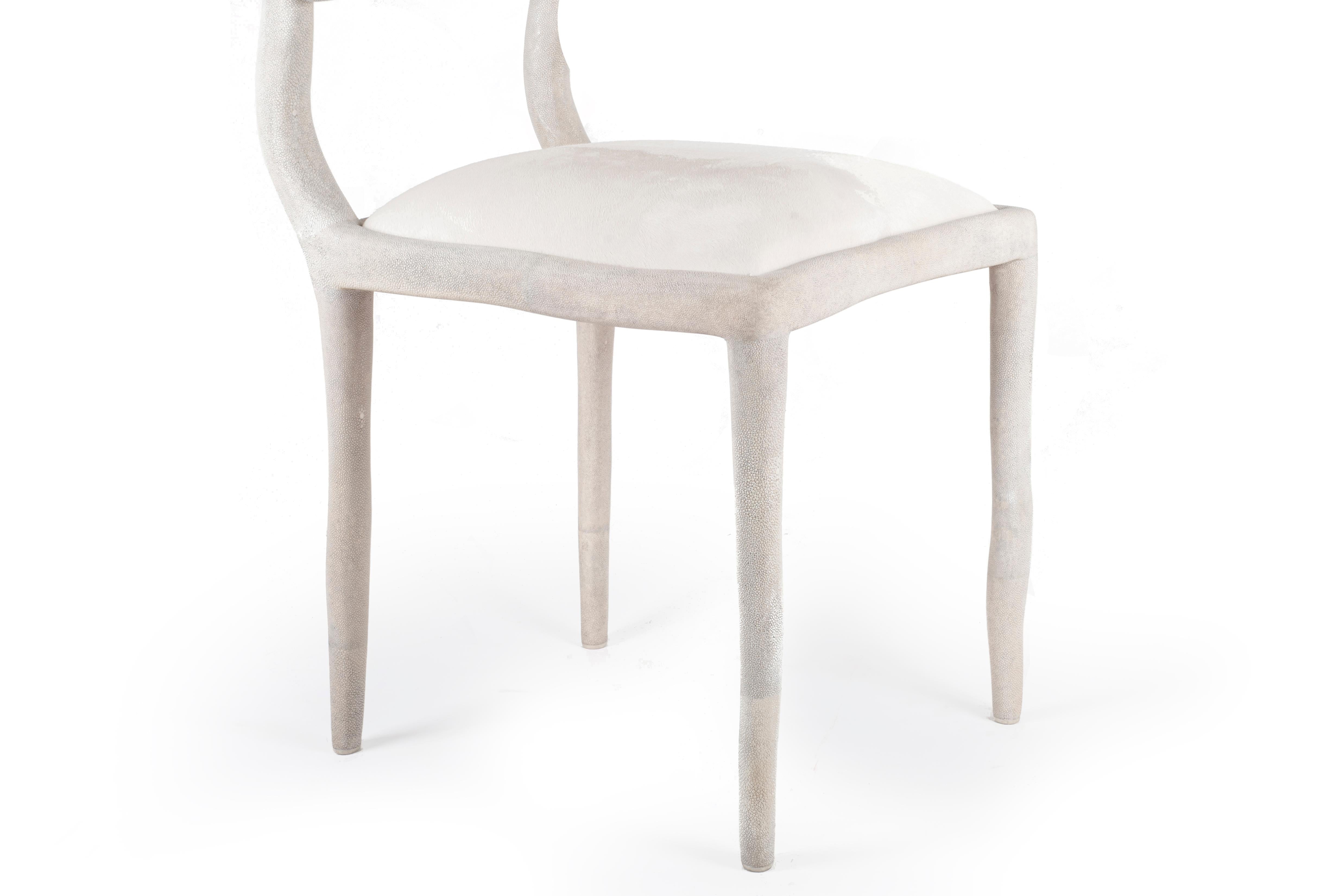 Art Deco Eden Chair in Cream Shagreen and Upholstered in Calf-Hair by R&Y Augousti For Sale