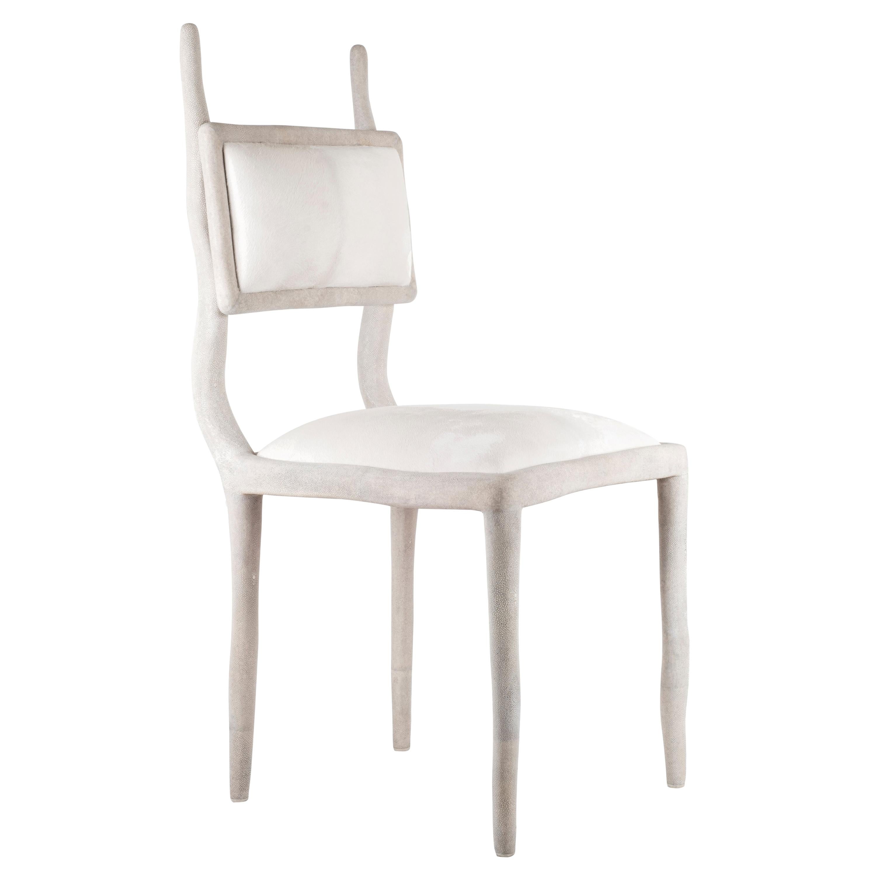 Eden Chair in Cream Shagreen and Upholstered in Calf-Hair by R&Y Augousti For Sale