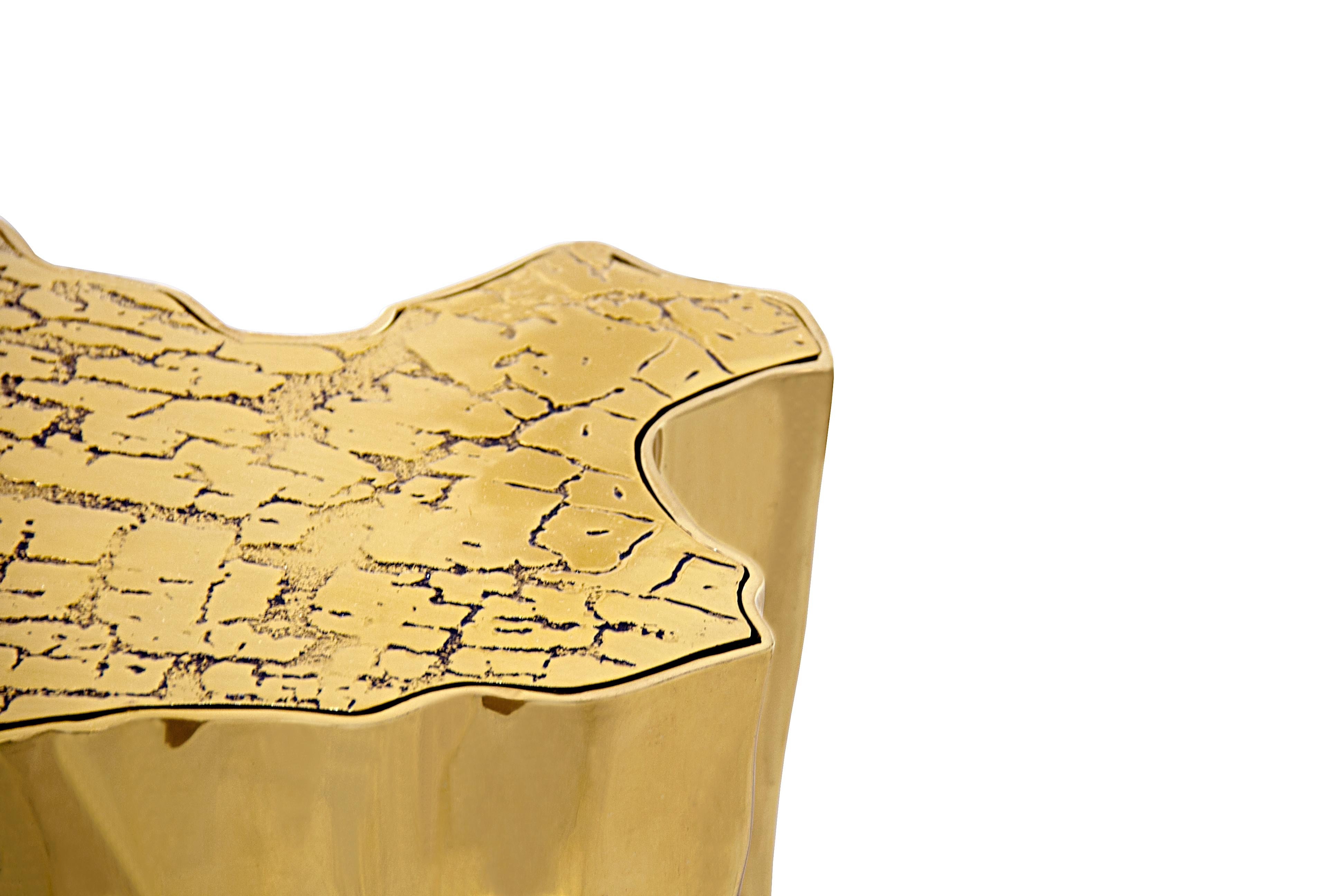 XXI secolo e contemporaneo Tavolino Eden Gold - Ottone fuso dorato lavorato a mano - Boca Do Lobo in vendita