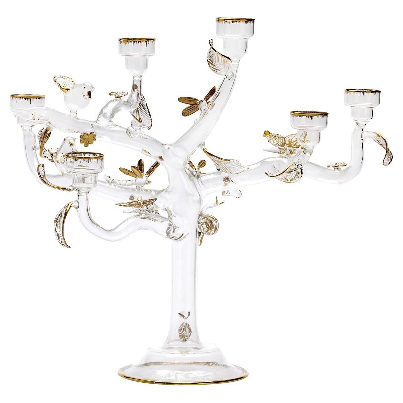 Candelabro grande de cristal dorado Eden by Casarialto