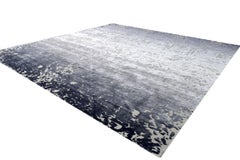 "Eden Ombre" Abstract Contemporary Rug in Himalayan Wool and Chinese Silk