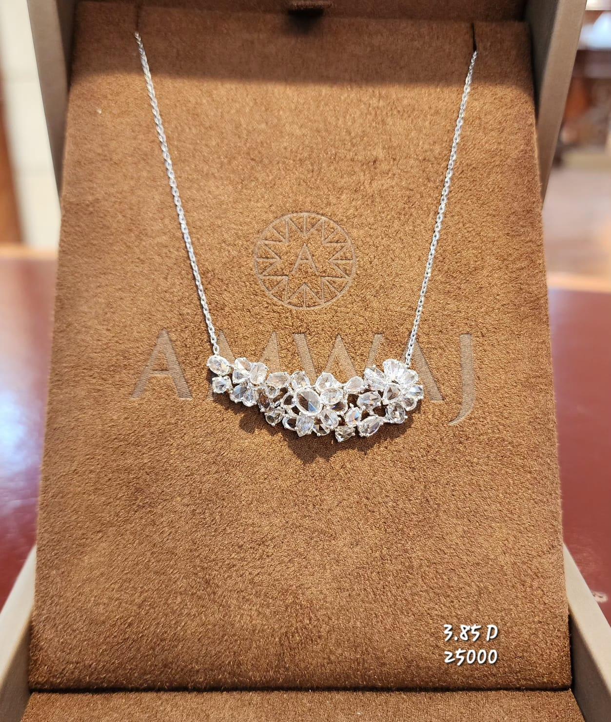 Artigiano Collana Eden con diamanti taglio rosa in oro bianco 18 carati in vendita