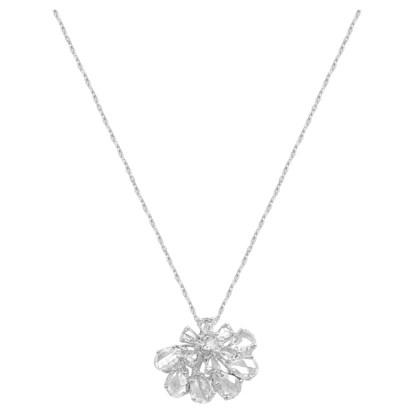 Collar de diamantes talla rosa Eden de oro blanco de 18 quilates en venta