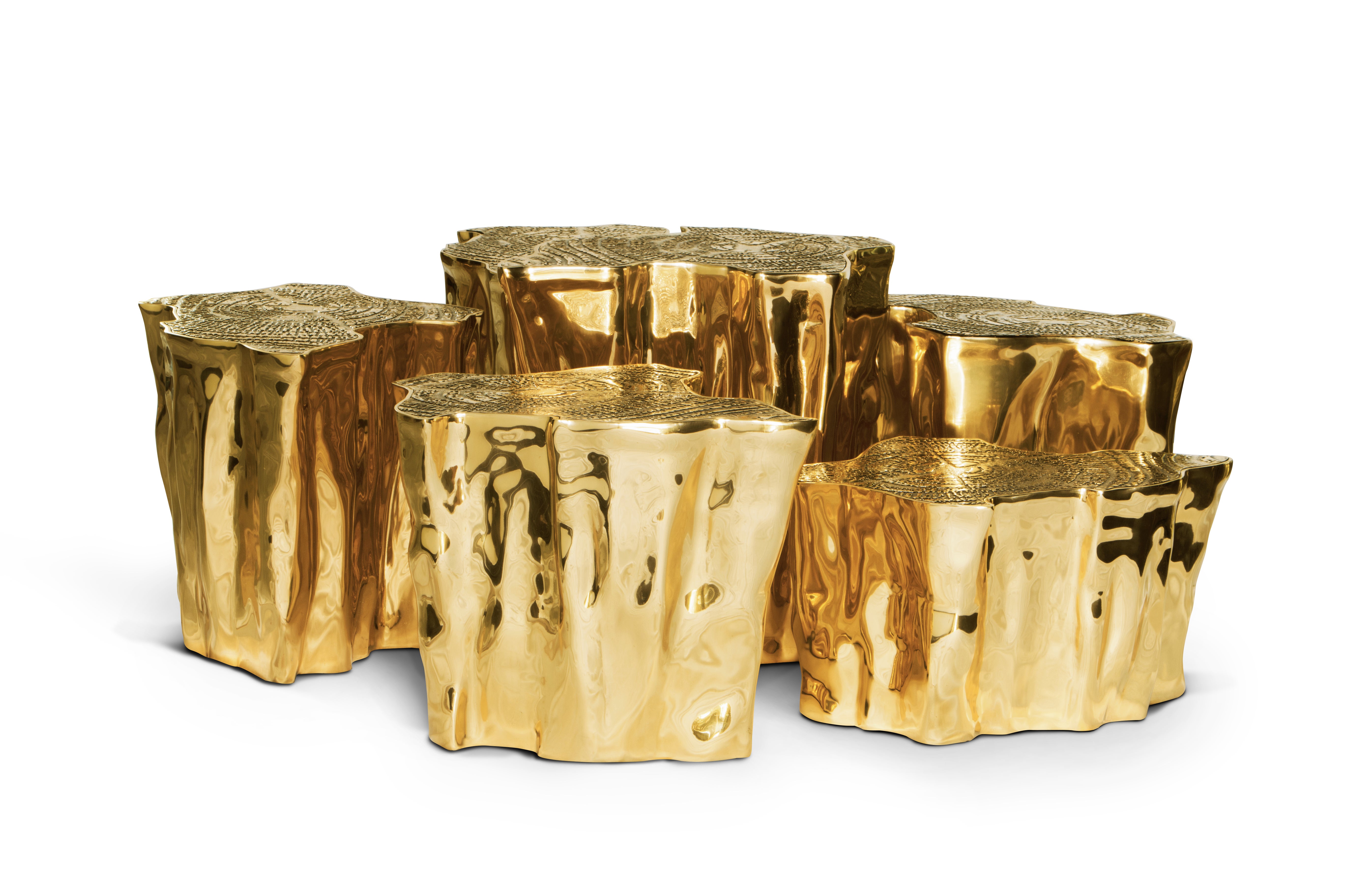 Eden Series Center Table - Hand-Crafted Melted Gold Brass 8 Set - Boca do Lobo
