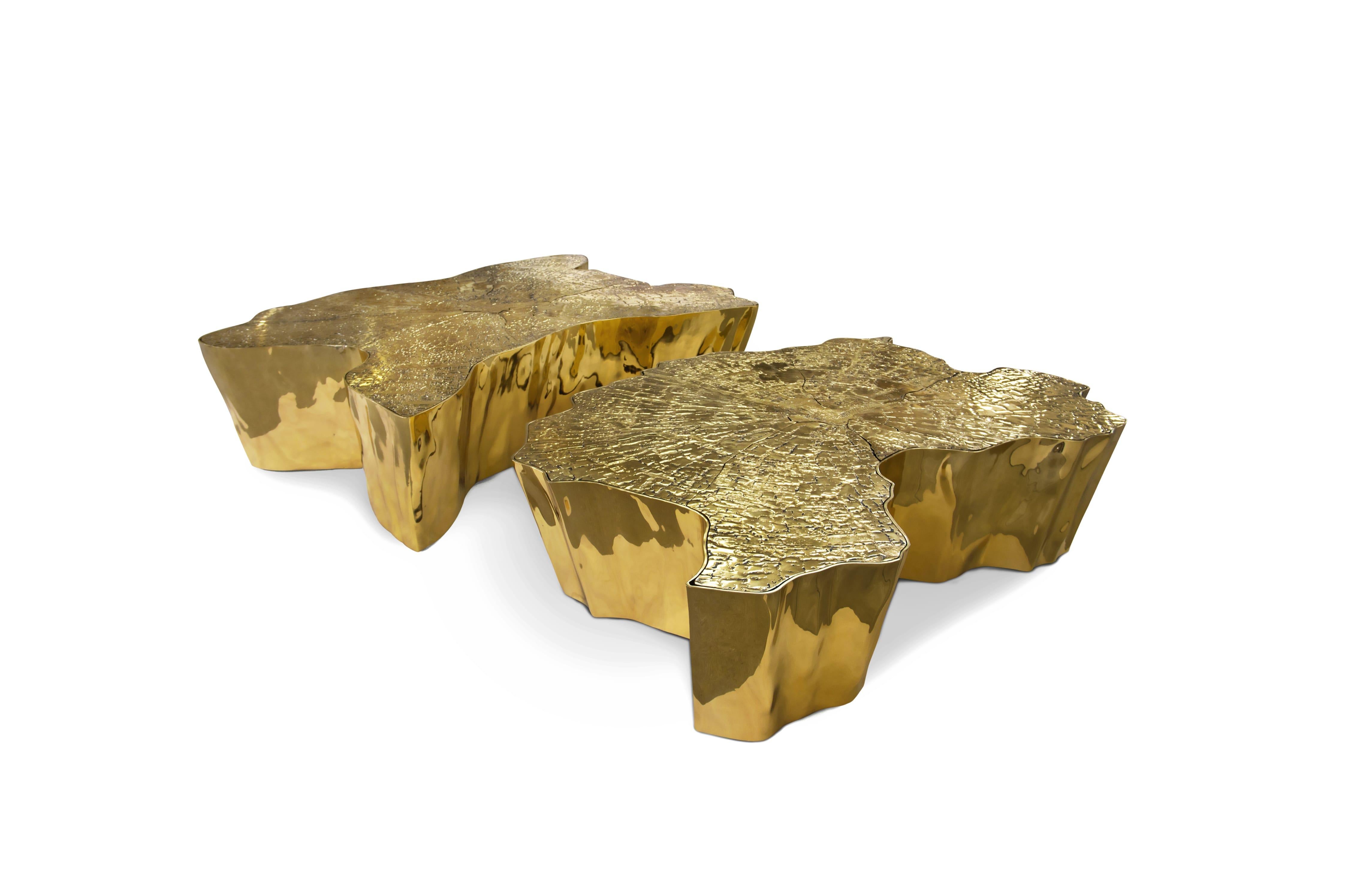 Portuguese Eden Small Center Table in Polished Casted Brass For Sale