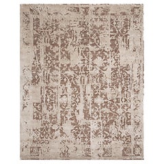 EDERRA Hand Knotted Transitional Wool & Silk Rug, Beige & Grey Colours by Hands