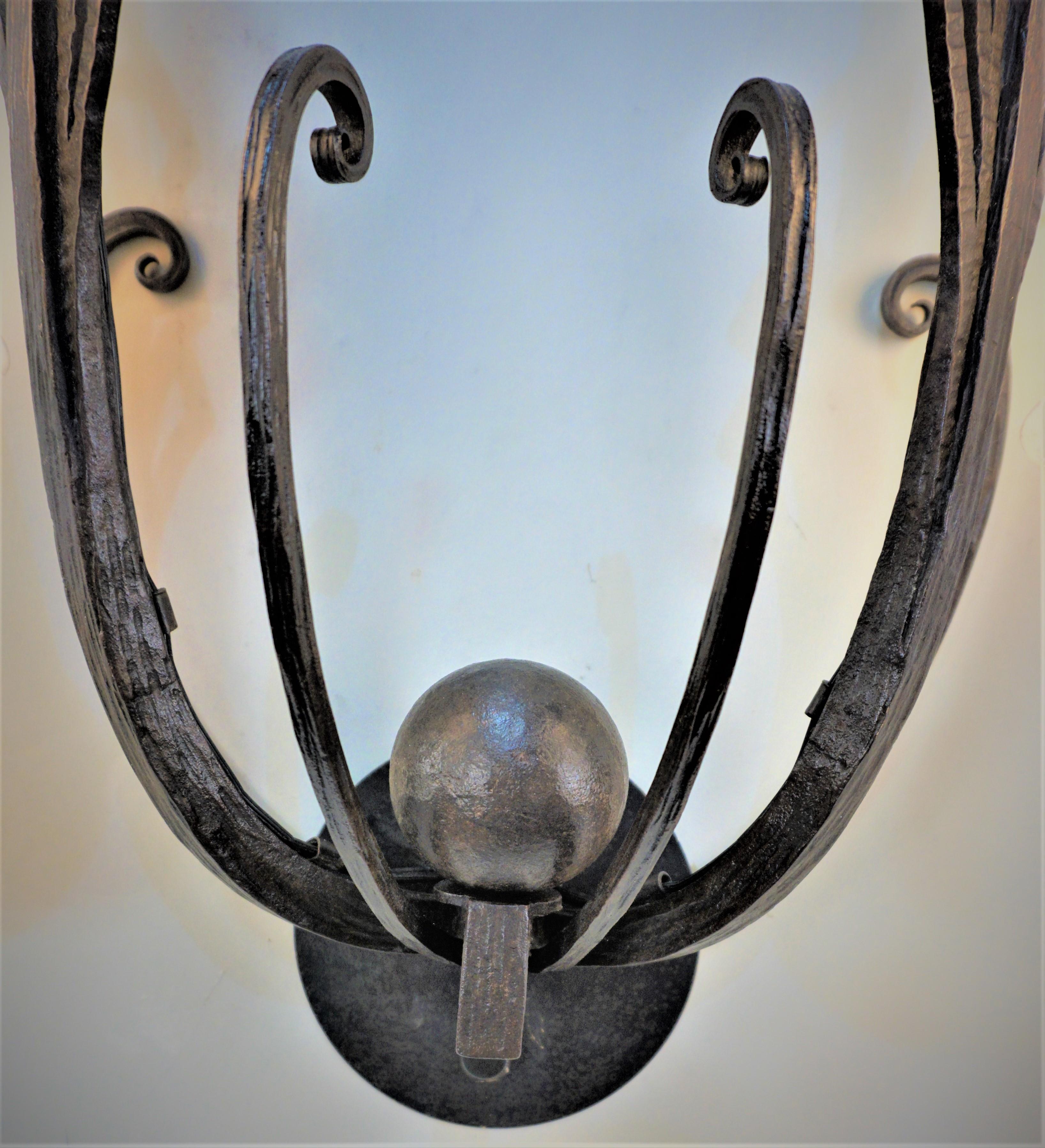 Early 20th Century Edgar Bandt Wrought Iron Wall Sconce