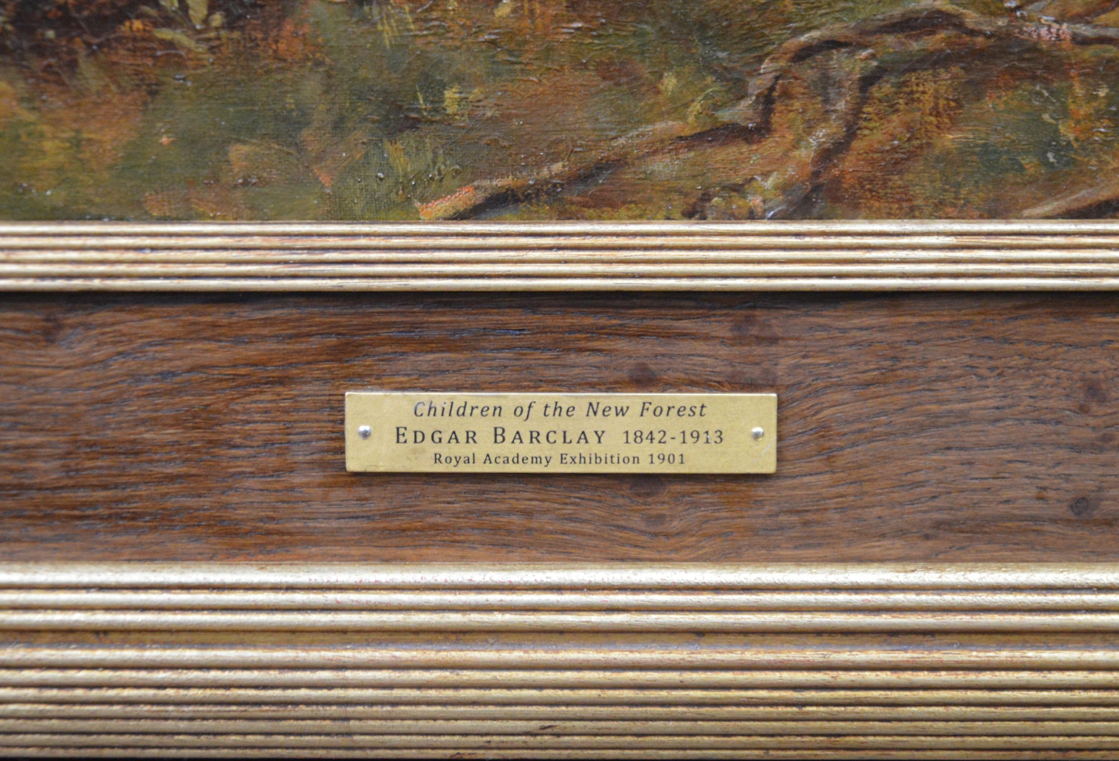 I bambini della New Forest - Quadro ad olio della Royal Academy di grandi dimensioni del 1901 4