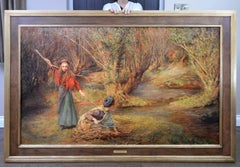 Antique Very Large Royal Academy 1901 Oil Painting - Children of the New Forest 