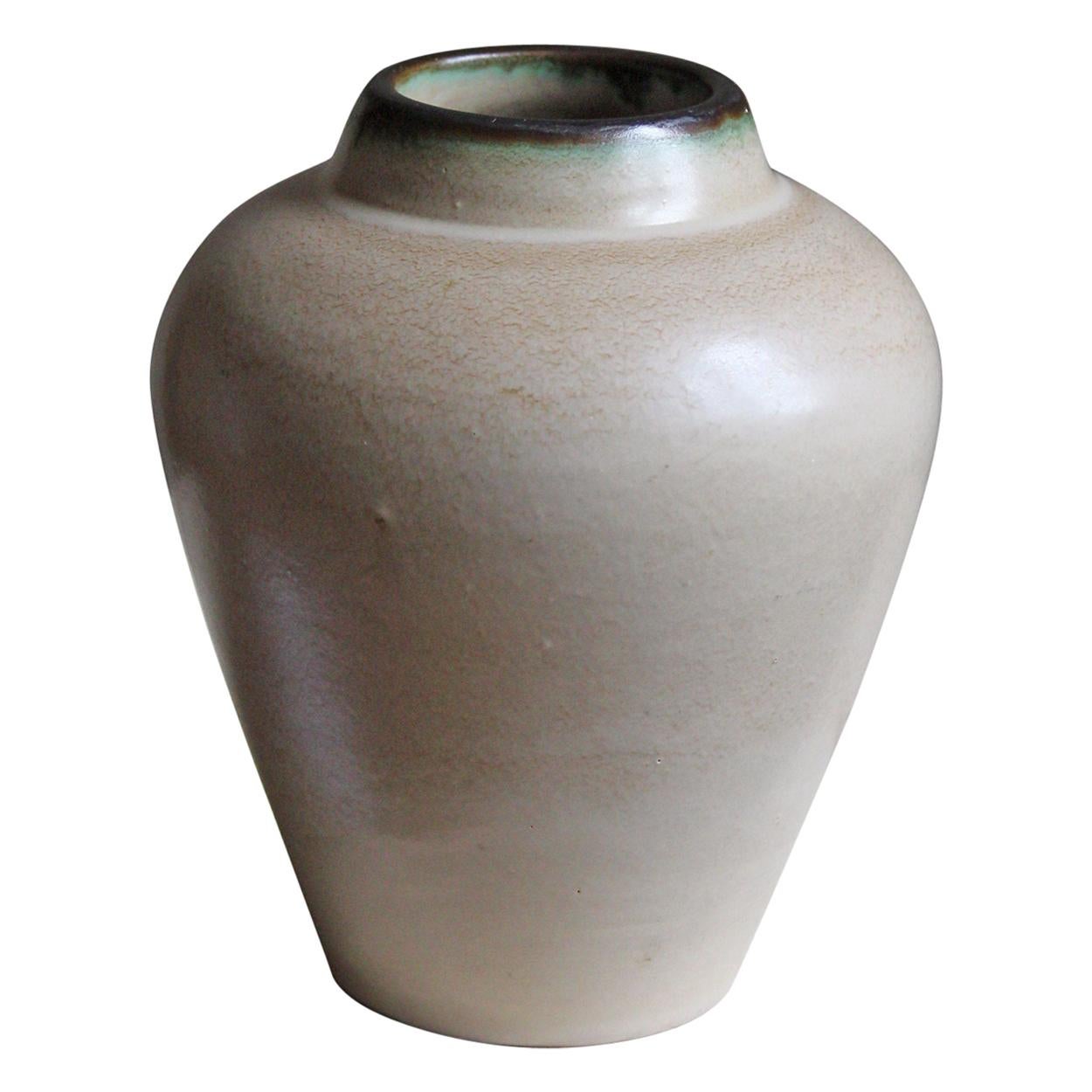 Edgar Böckman, Vase, Glazed Stoneware, Höganäs Sweden, C. 1920s