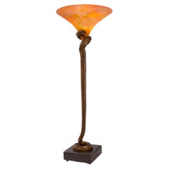 Edgar Brandt and Daum “La Tentation” Table Lamp
