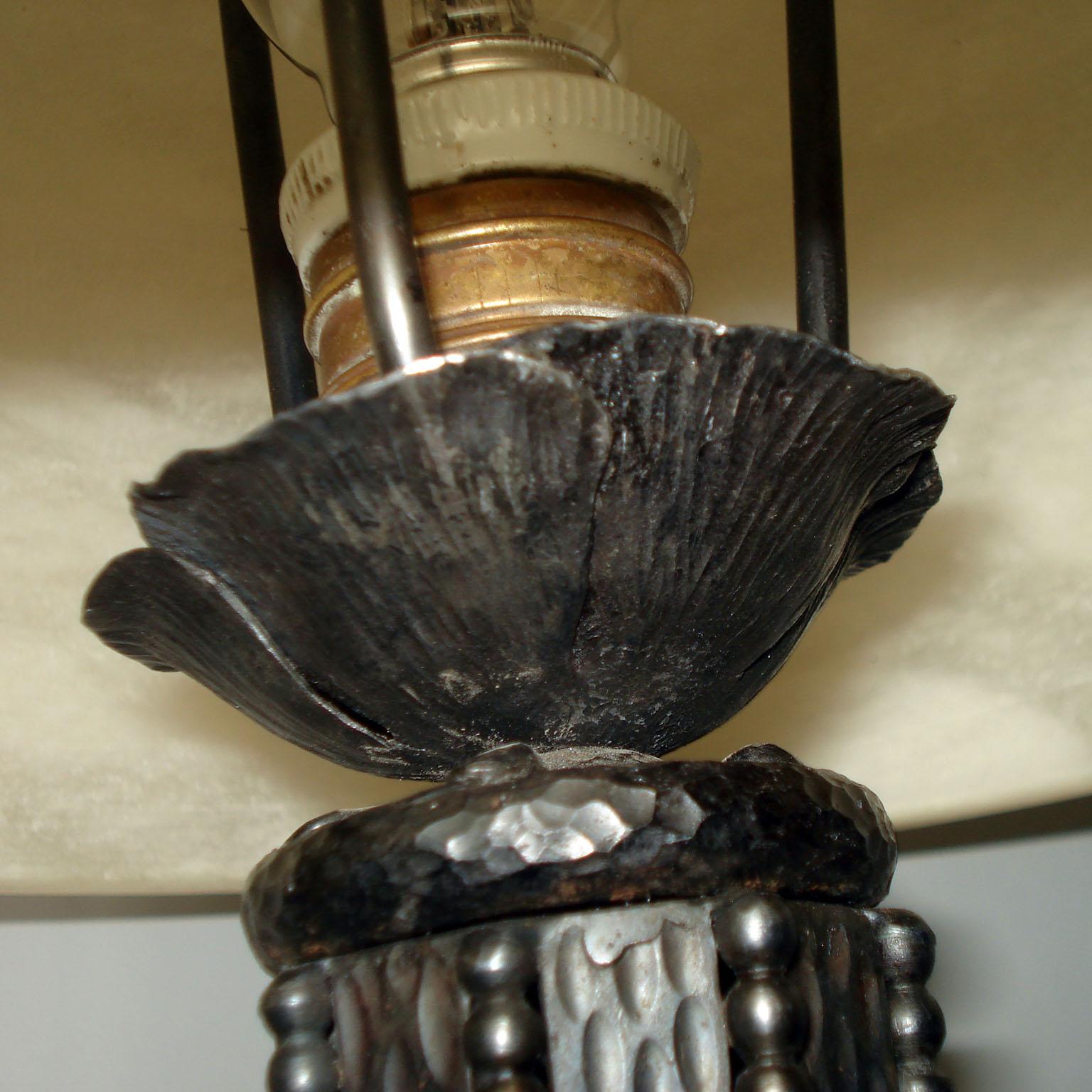 Edgar Brandt Art Deco Ginkgo Leaves Wrought Iron Table Lamp 7