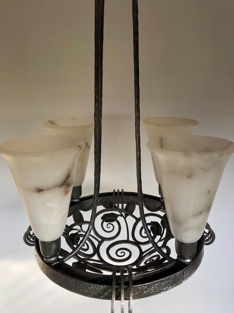 Edgar Brandt Art Deco Chandelier For Sale 3