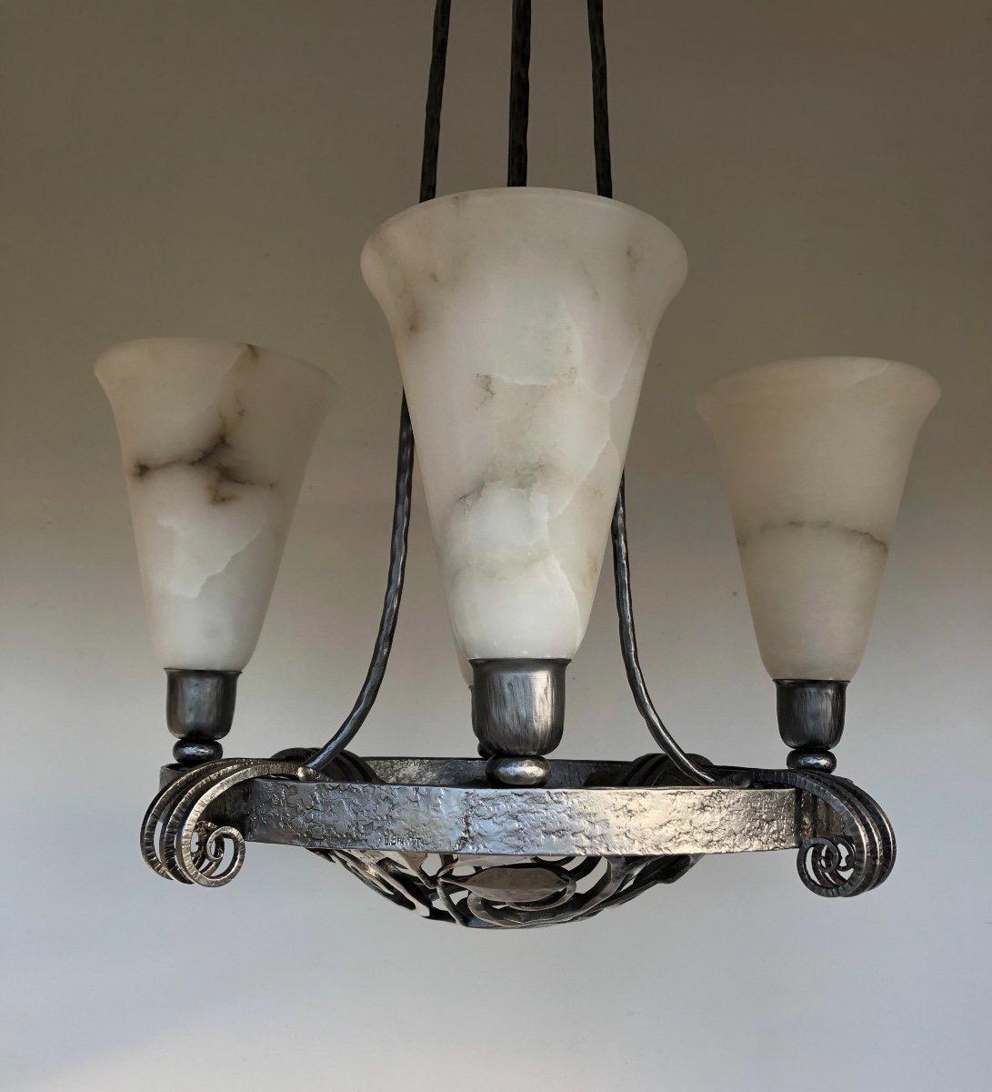 Edgar Brandt Art Deco Chandelier For Sale 5