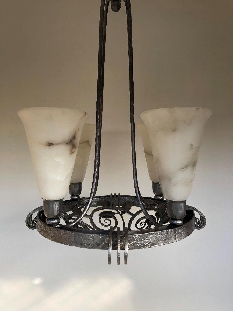 French Edgar Brandt Art Deco Chandelier For Sale