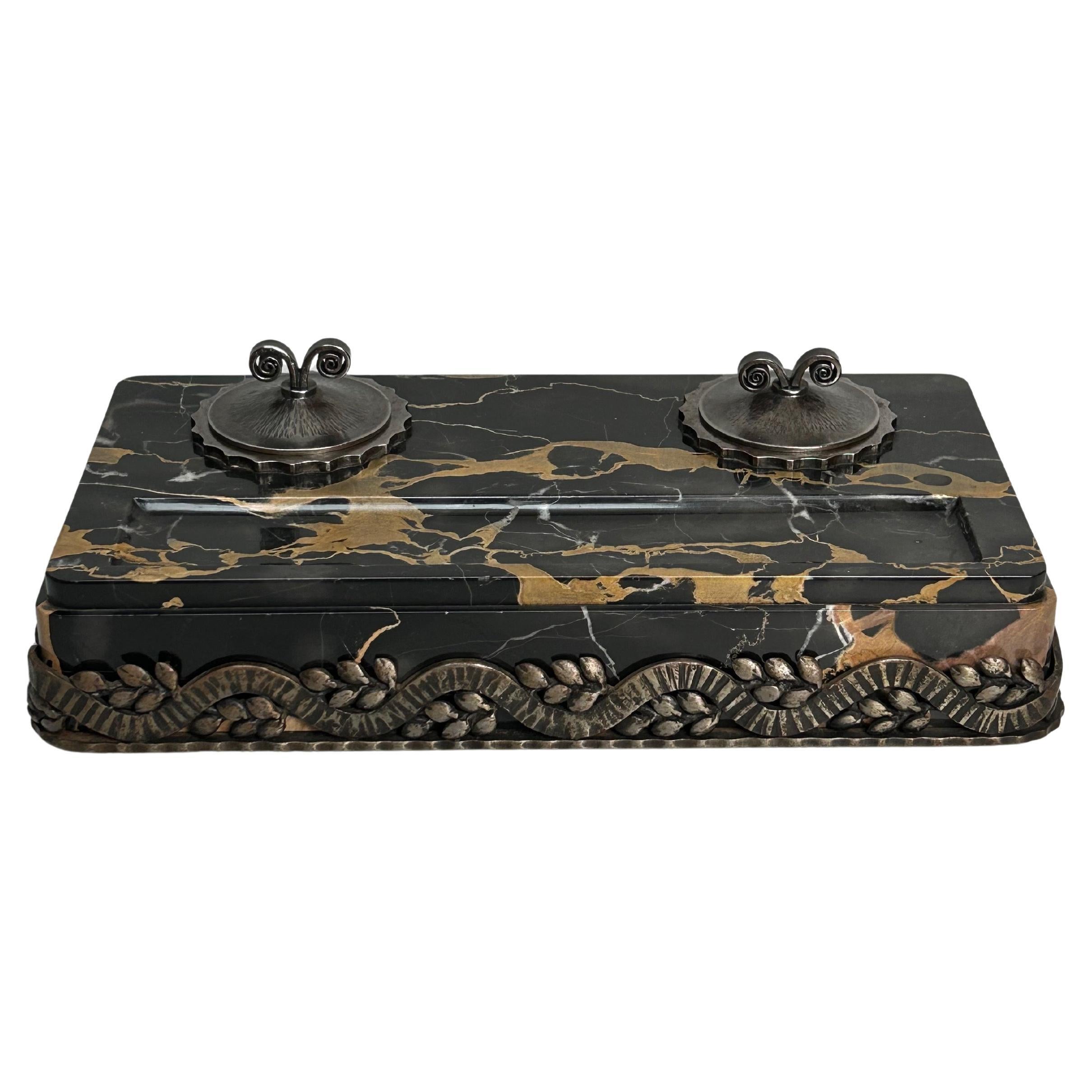Edgar Brandt Art Deco Inkwell