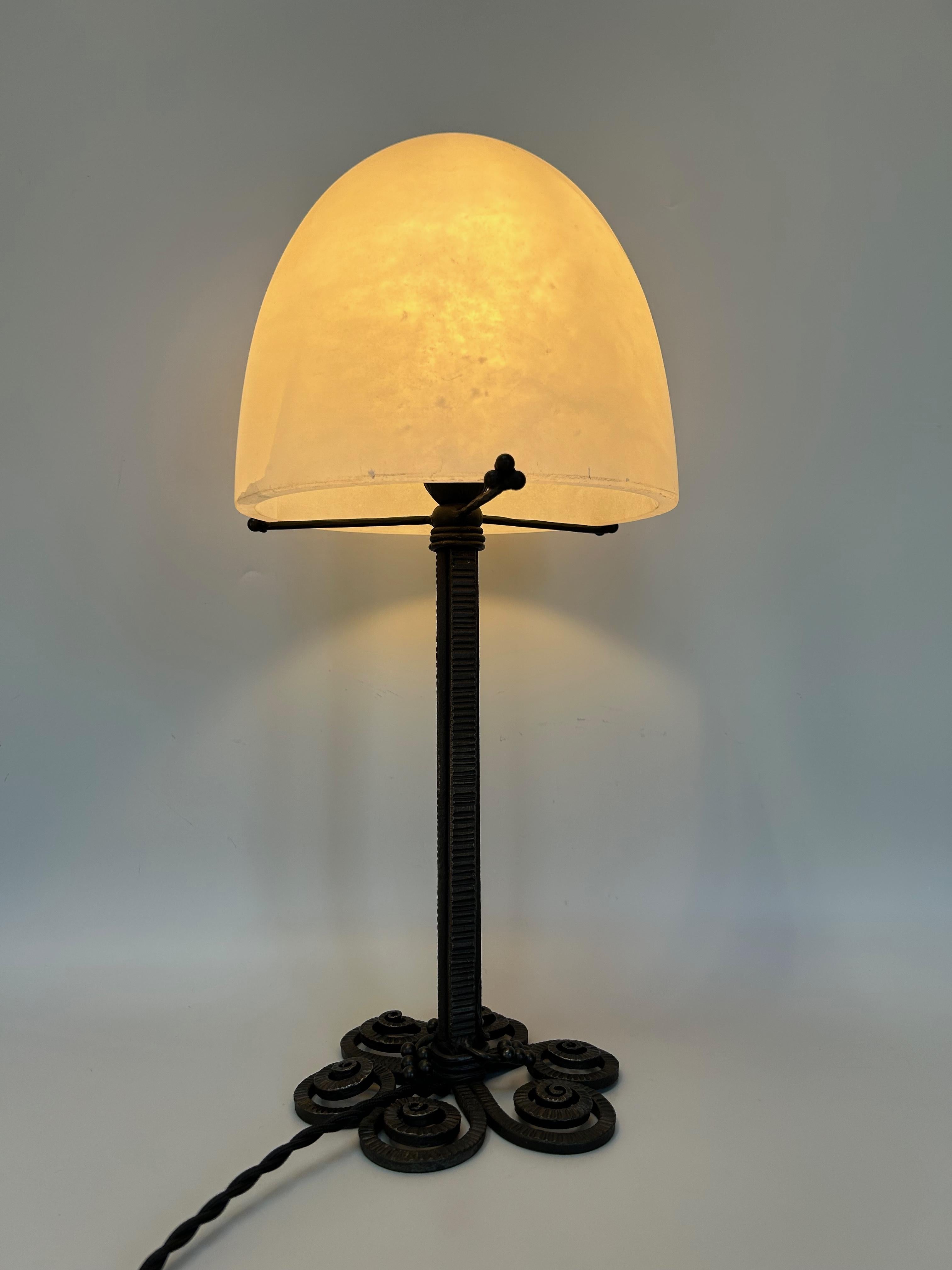 Edgar Brandt Art Deco Lamp For Sale 4