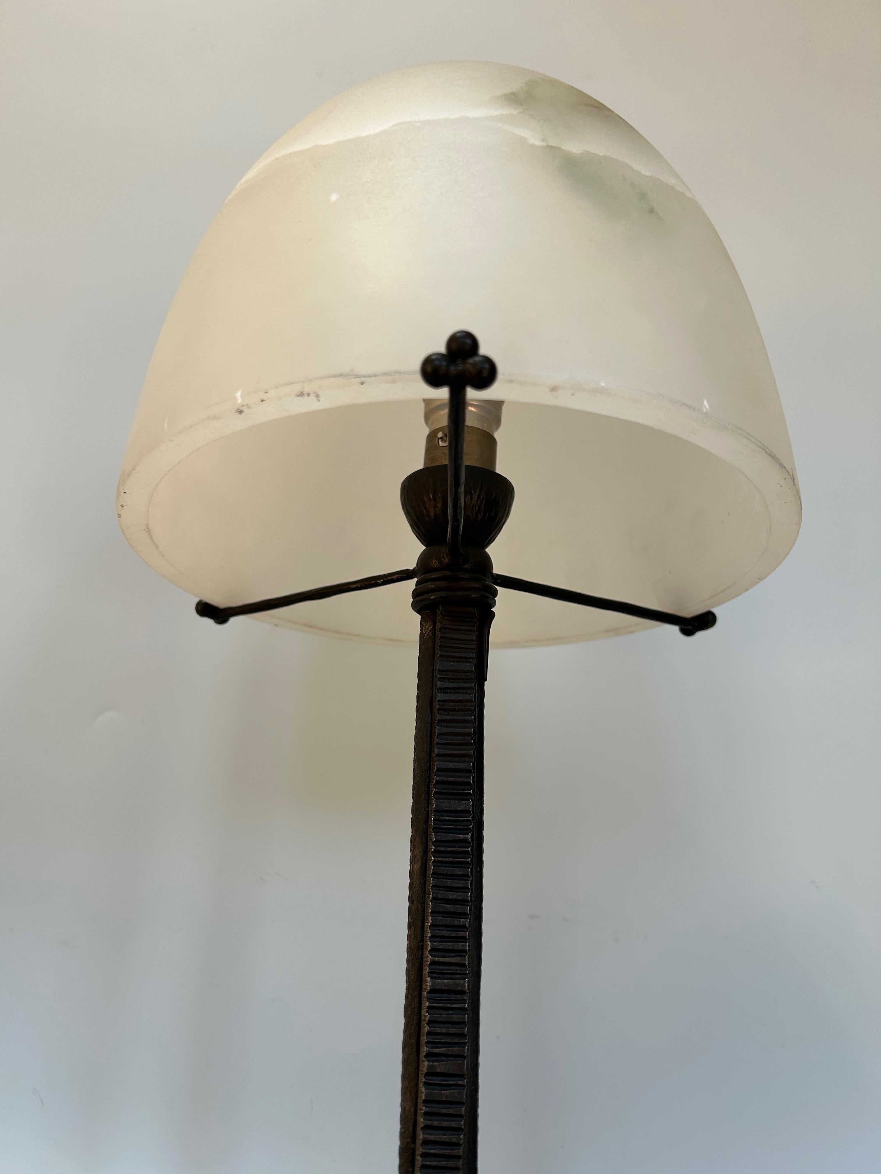 Wrought Iron Edgar Brandt Art Deco Lamp For Sale