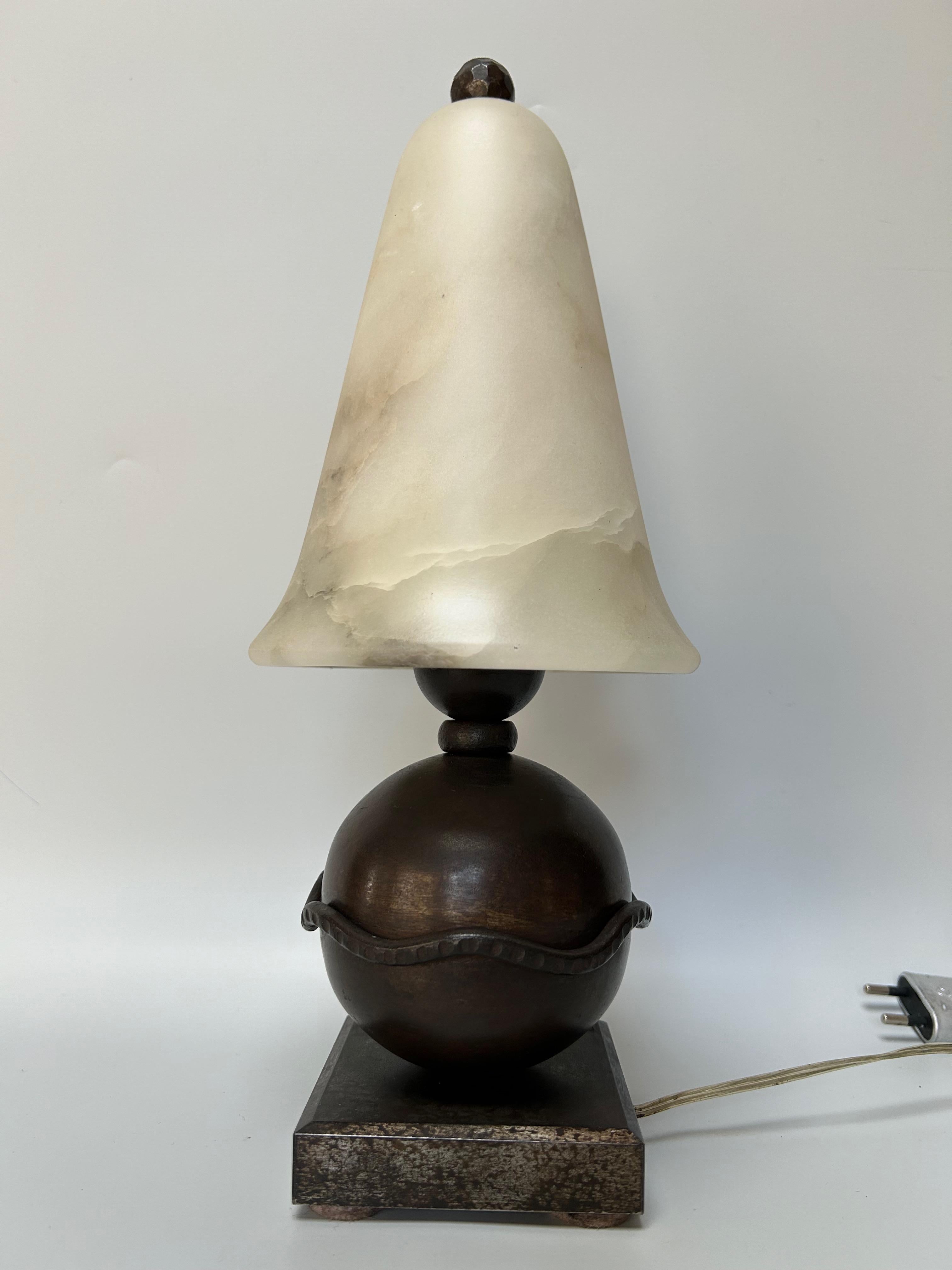 French Edgar Brandt Art Deco Lamp Sphere model For Sale