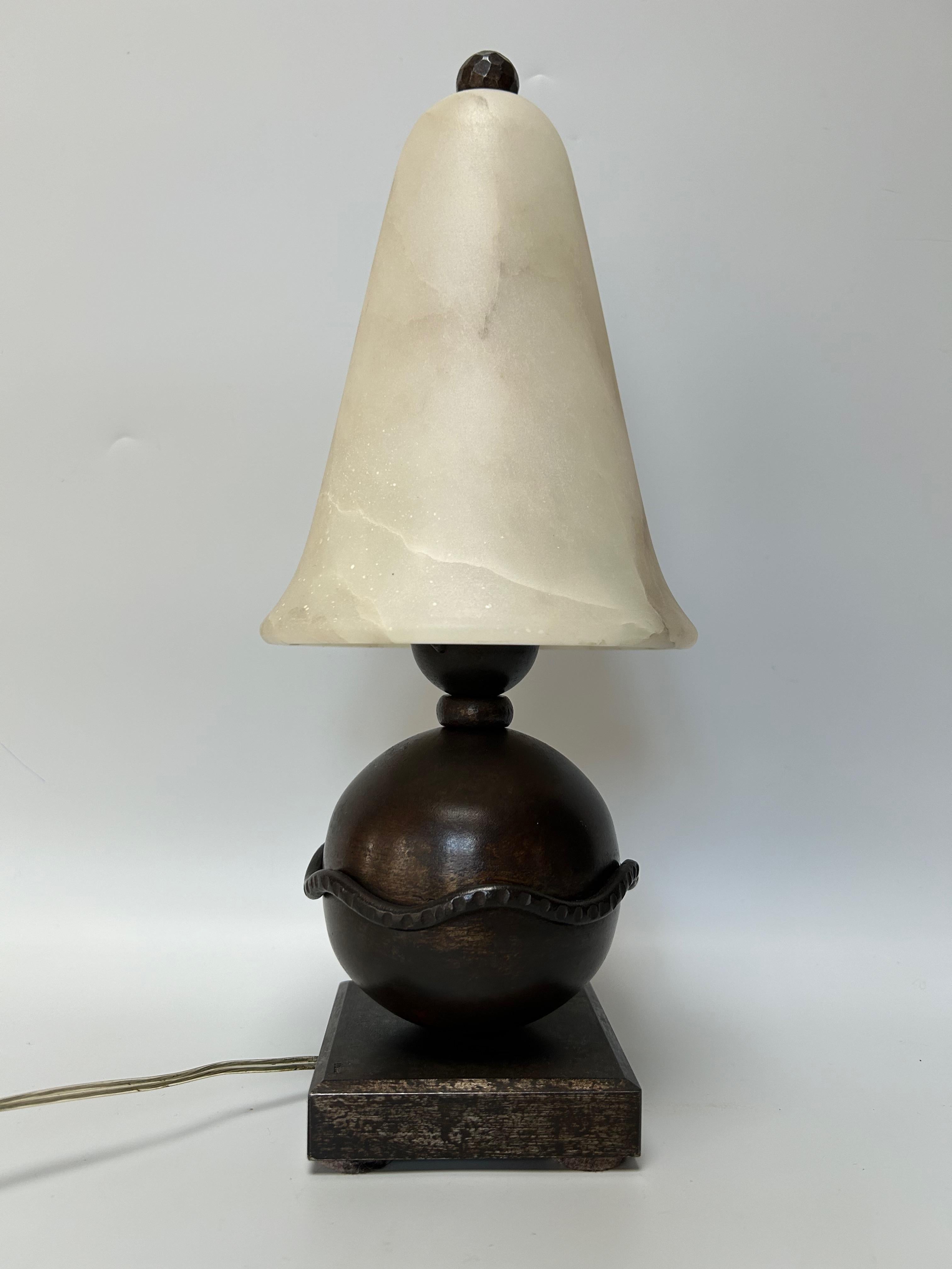 Early 20th Century Edgar Brandt Art Deco Lamp Sphere model For Sale