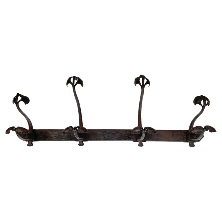 Edgar Brandt Art Deco Wrought Iron Coat Rack For Sale at 1stDibs