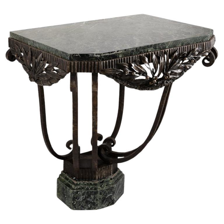 Edgar Brandt, Konsole aus Schmiedeeisen und Marmor im Art-déco-Stil, Frankreich, um 1925