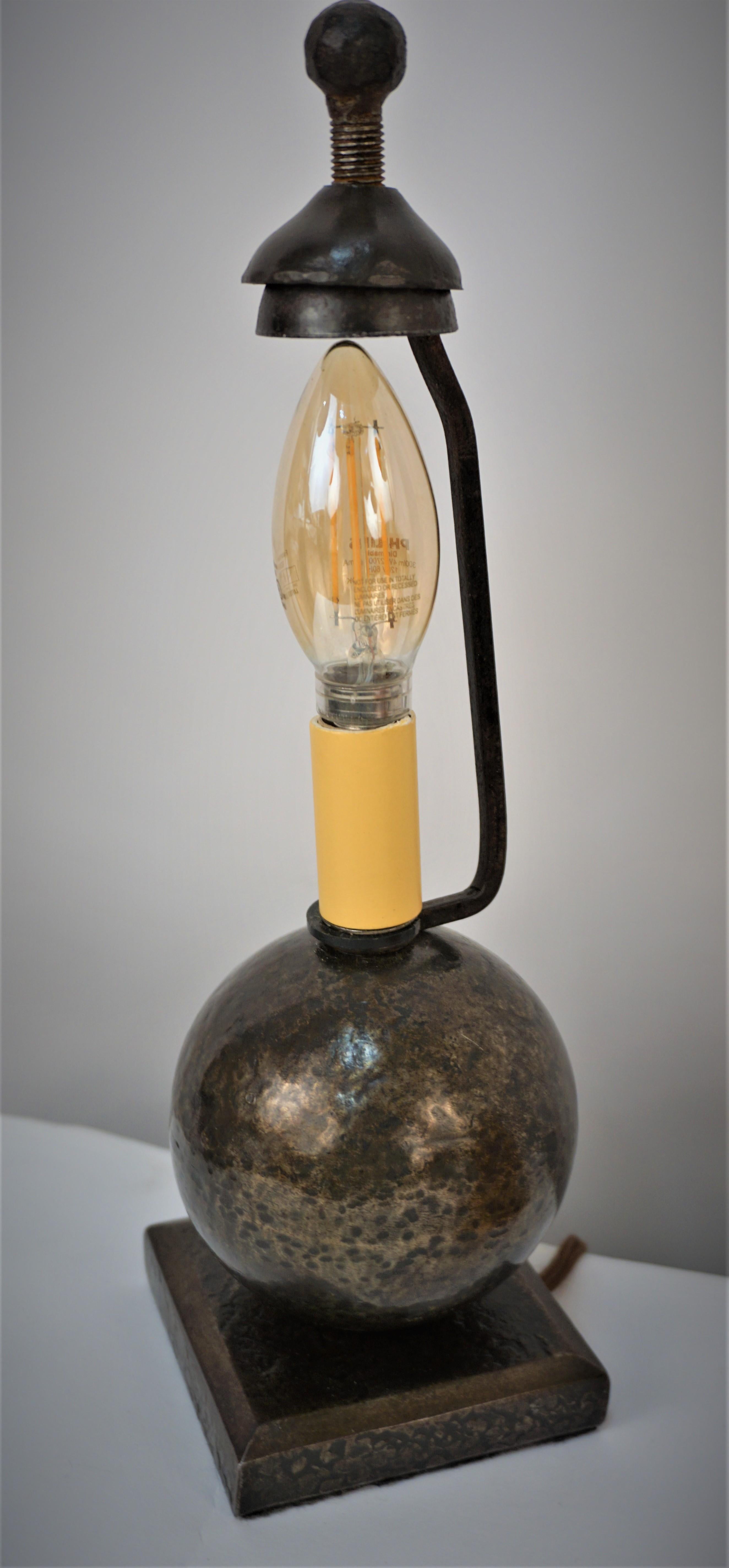 Edgar Brandt & Daum Nancy Art Deco Lamp For Sale 2