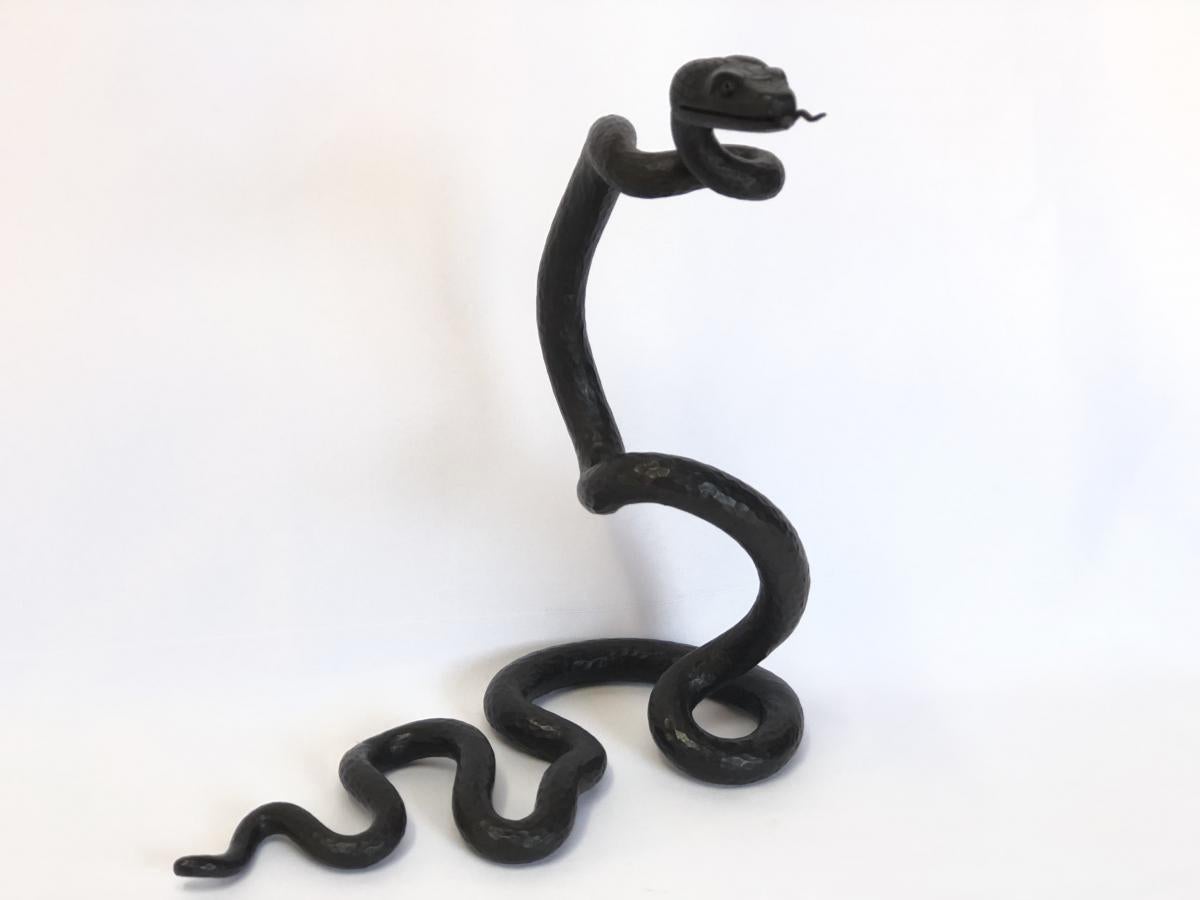 Edgar Brandt Element Decorative Wrought Iron Snake Art Deco For Sale 2