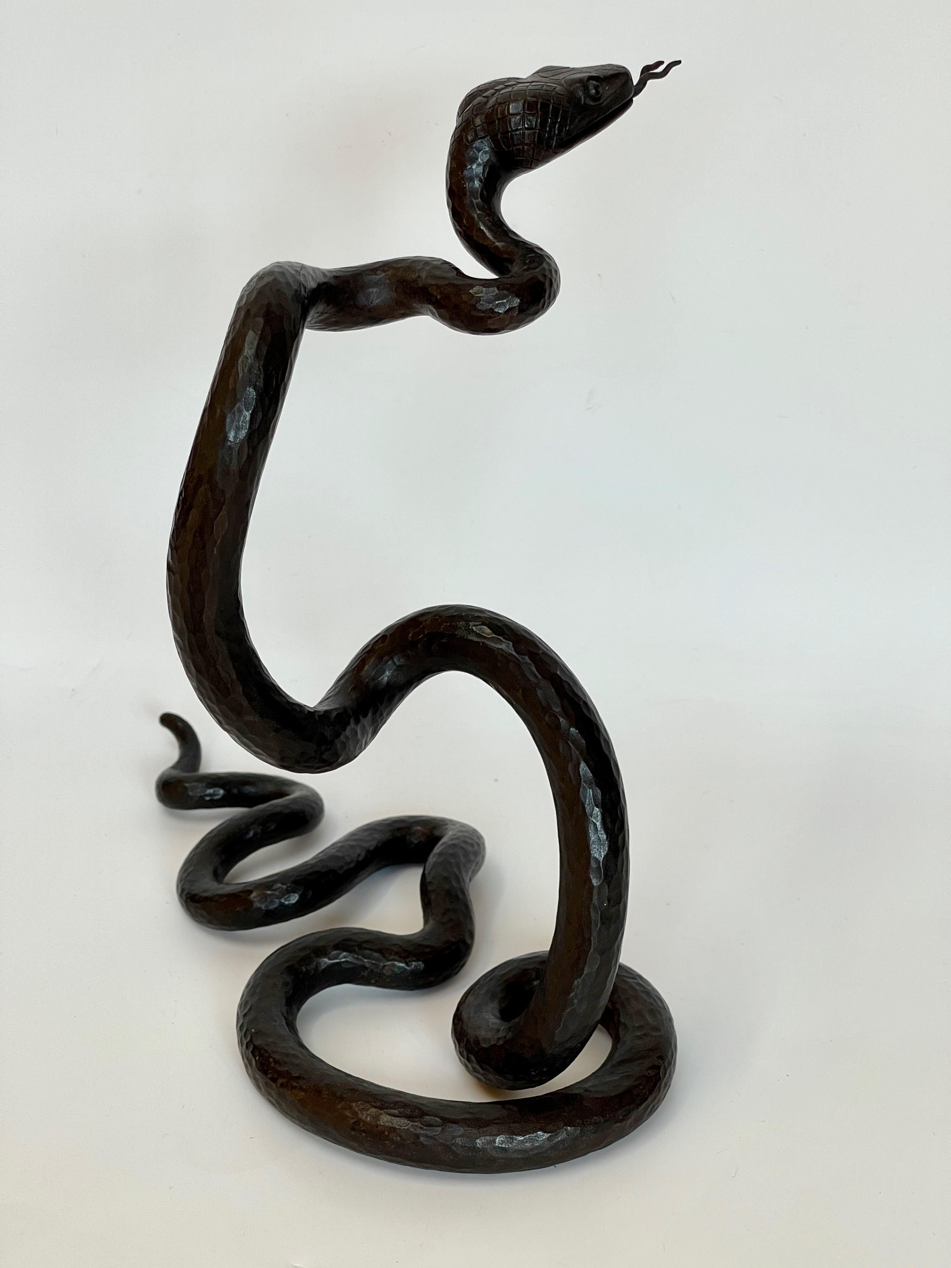 French Edgar Brandt Element Decorative Wrought Iron Snake Art Deco