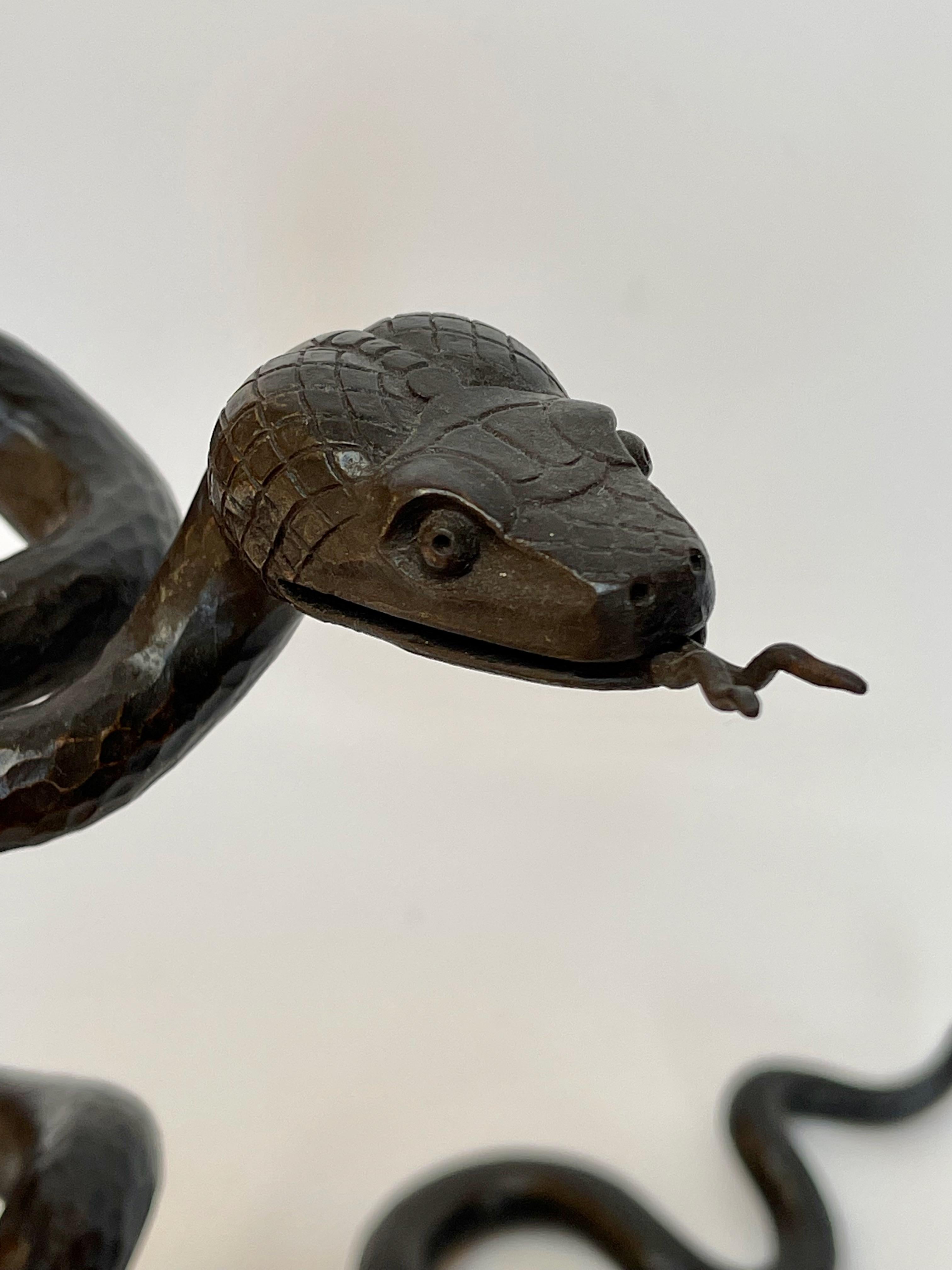 Hammered Edgar Brandt Element Decorative Wrought Iron Snake Art Deco