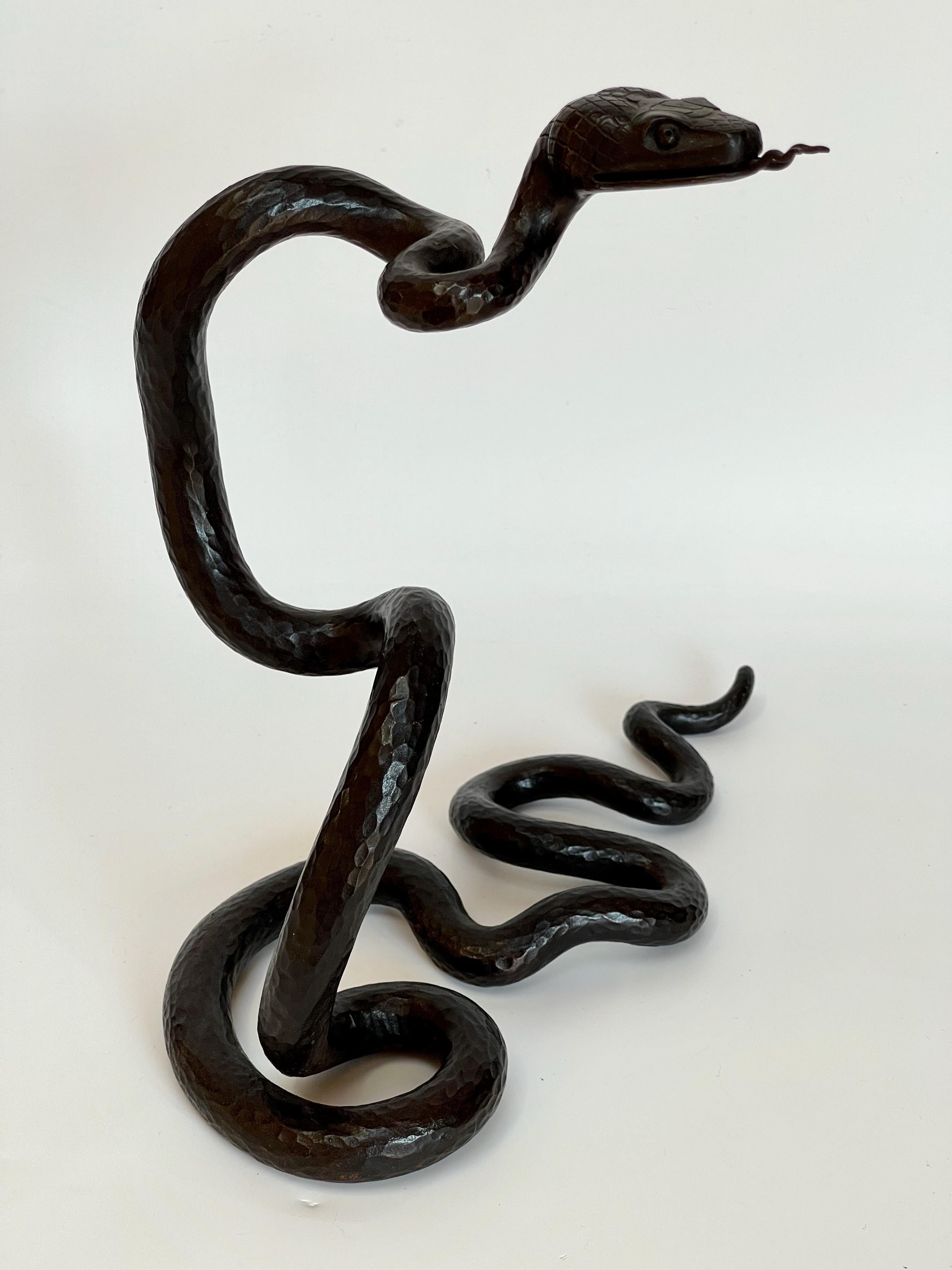 Edgar Brandt Element Decorative Wrought Iron Snake Art Deco In Excellent Condition In NANTES, FR