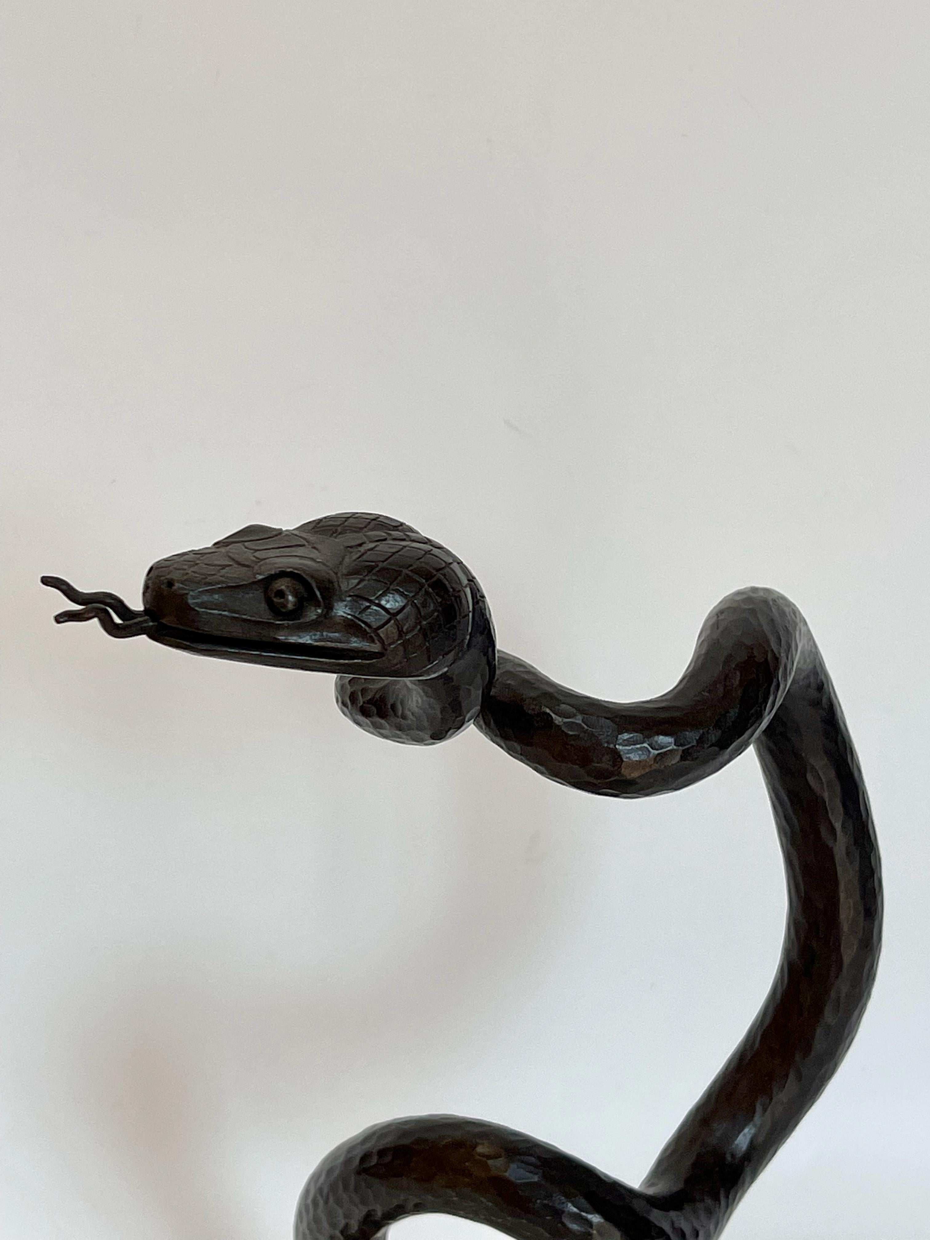 20th Century Edgar Brandt Element Decorative Wrought Iron Snake Art Deco