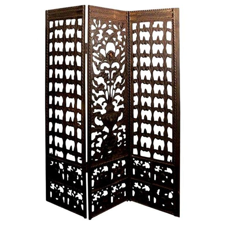 Edgar Brandt Inspired Wrought Iron Screen or Room Divider For Sale 2