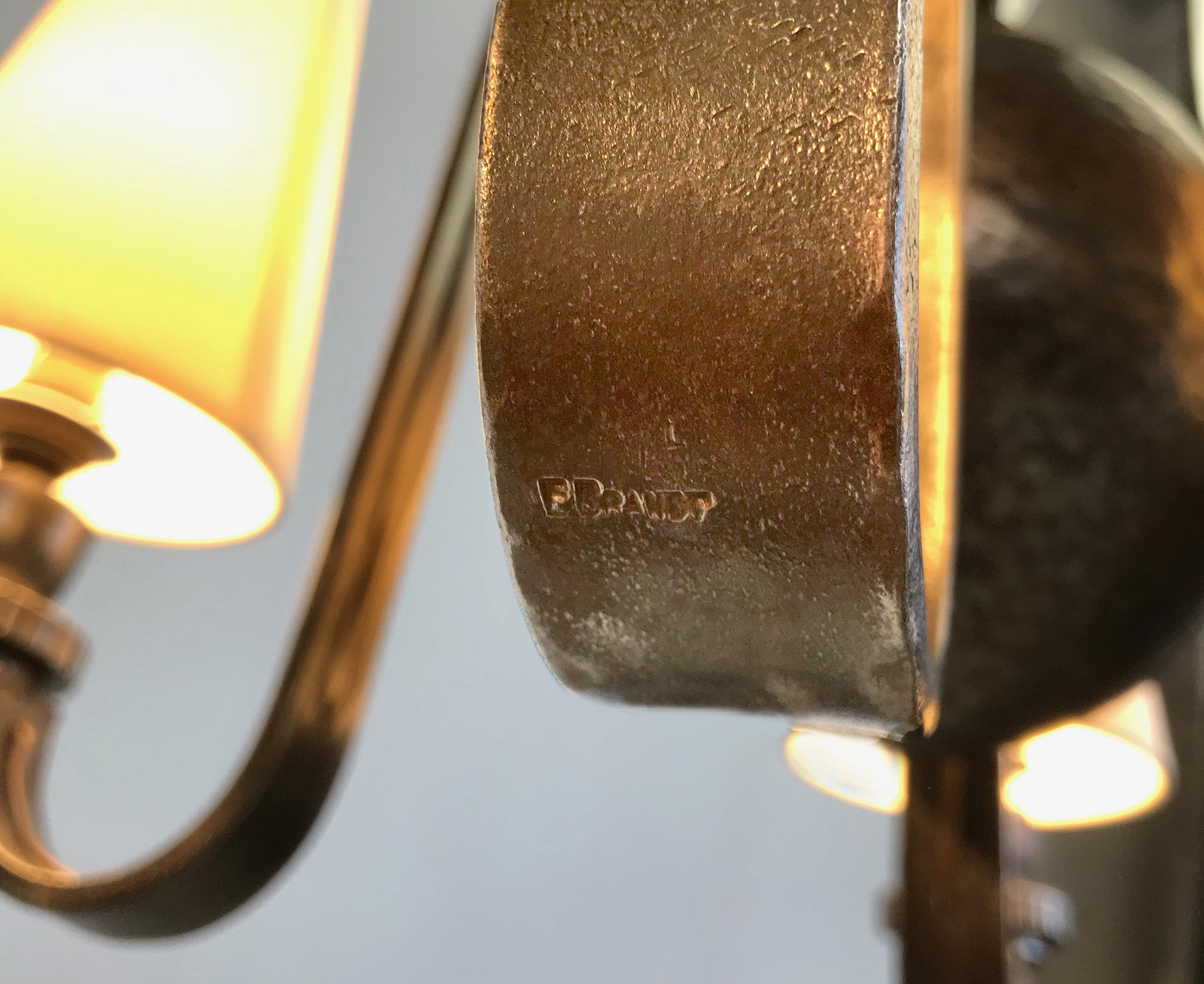 Inizio XX secolo Edgar Brandt, Lampada a sospensione a quattro luci, Francia, 1930 in vendita