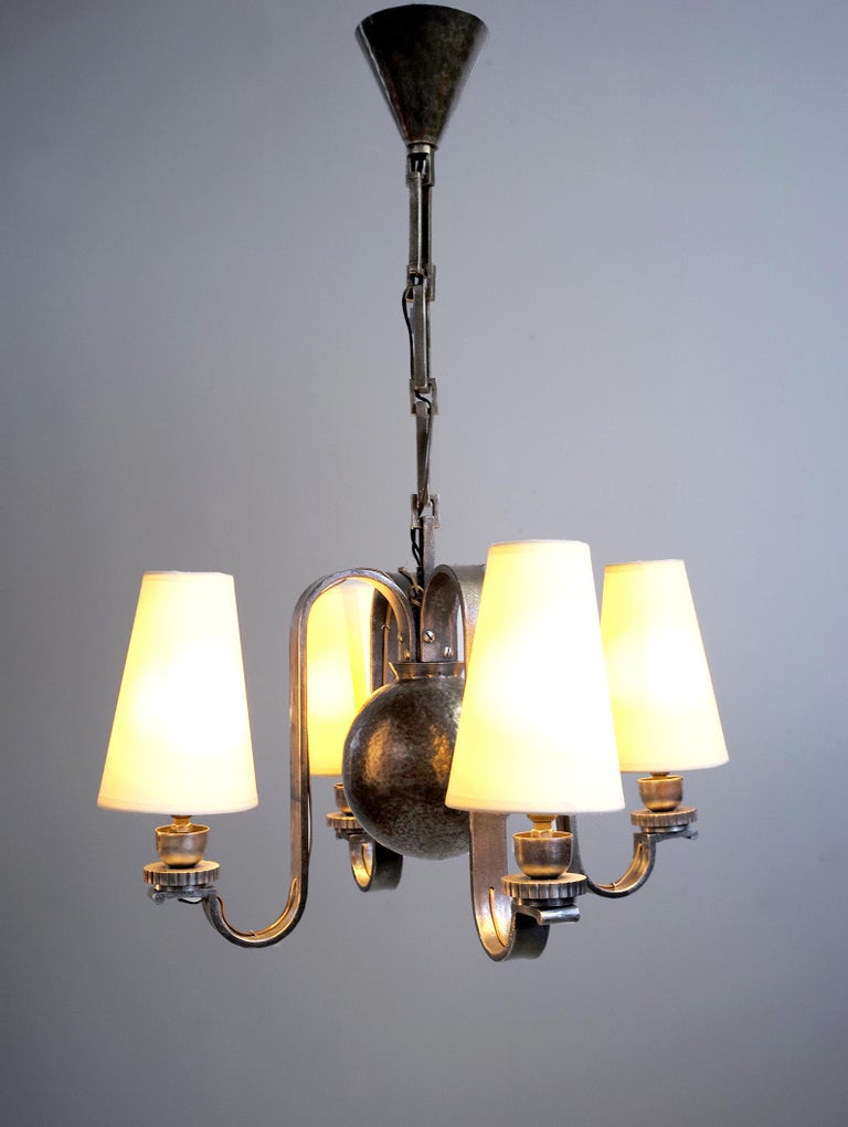 Edgar Brandt, Pendant Lamp in Four Lights, France, 1930 For Sale at 1stDibs  | four brandt