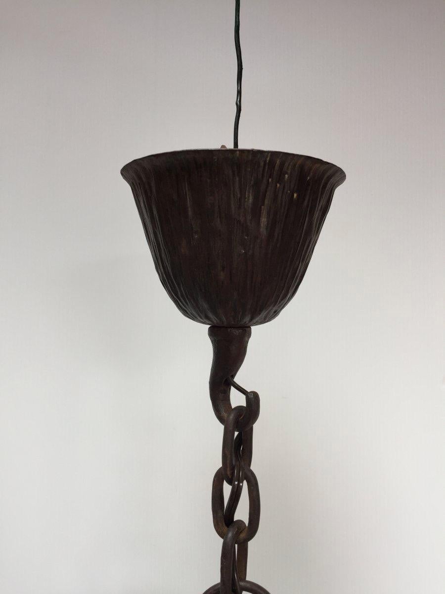Hammered Edgar Brandt Rare Art Deco Lantern For Sale
