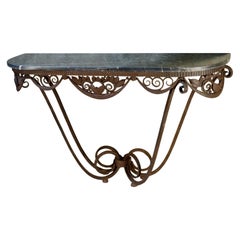 Edgar Brandt "Simplicite" Console with Original Marble Top